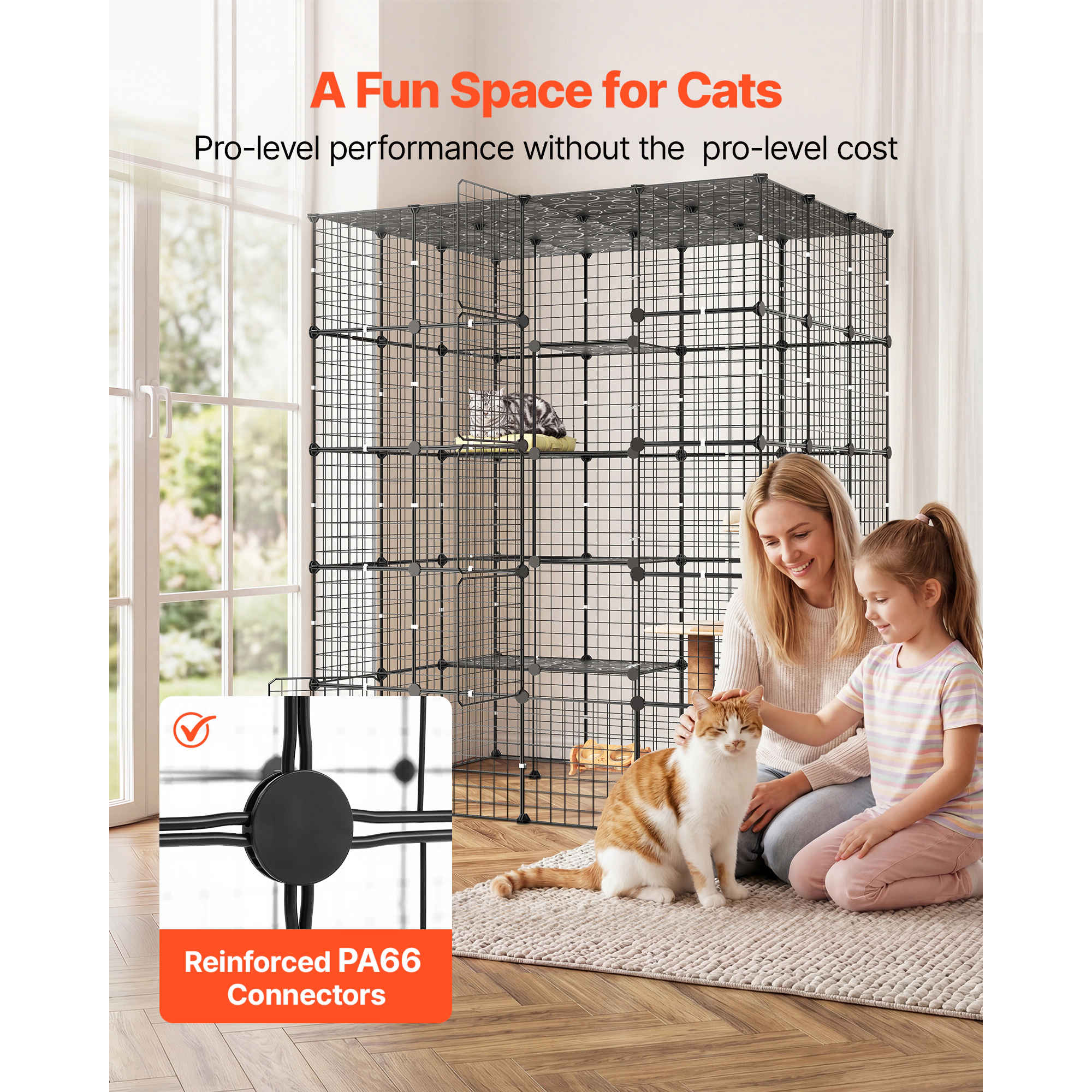 HONGGE Cat Cage Large DIY Cat Playpen Indoor Enclosure Detachable Metal Wire Kennel Crate with Exercise Place for Cats