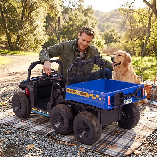 24V Kids Ride On Dump Truck 2-Seater Shovel Holder Cup Holder Parent Remote Electric Dump Bed Ages 3-8 Navy