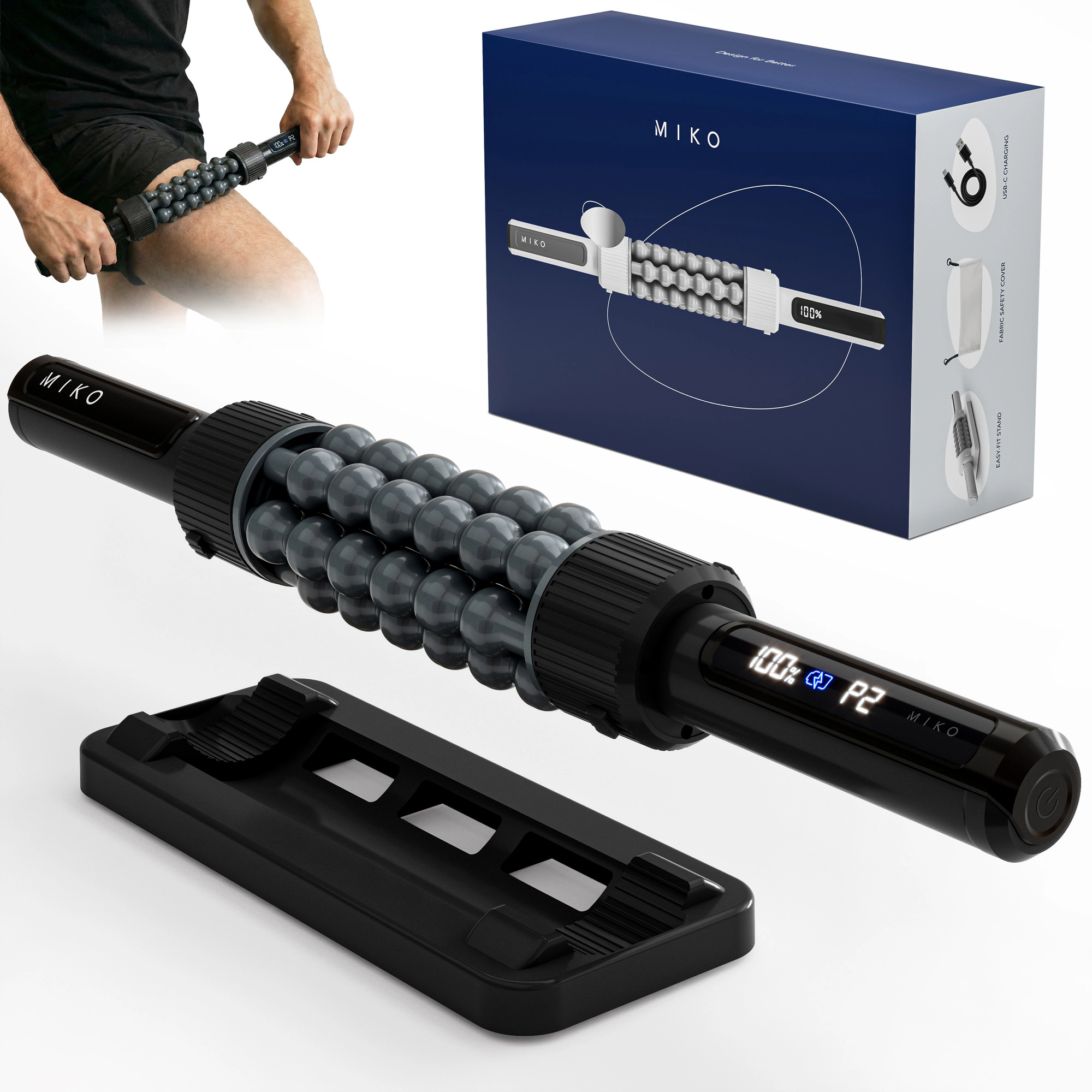 Miko Swift Hands-Free Rolling Percussive Massager for Muscle Recovery, Tension Relief, and Relaxation