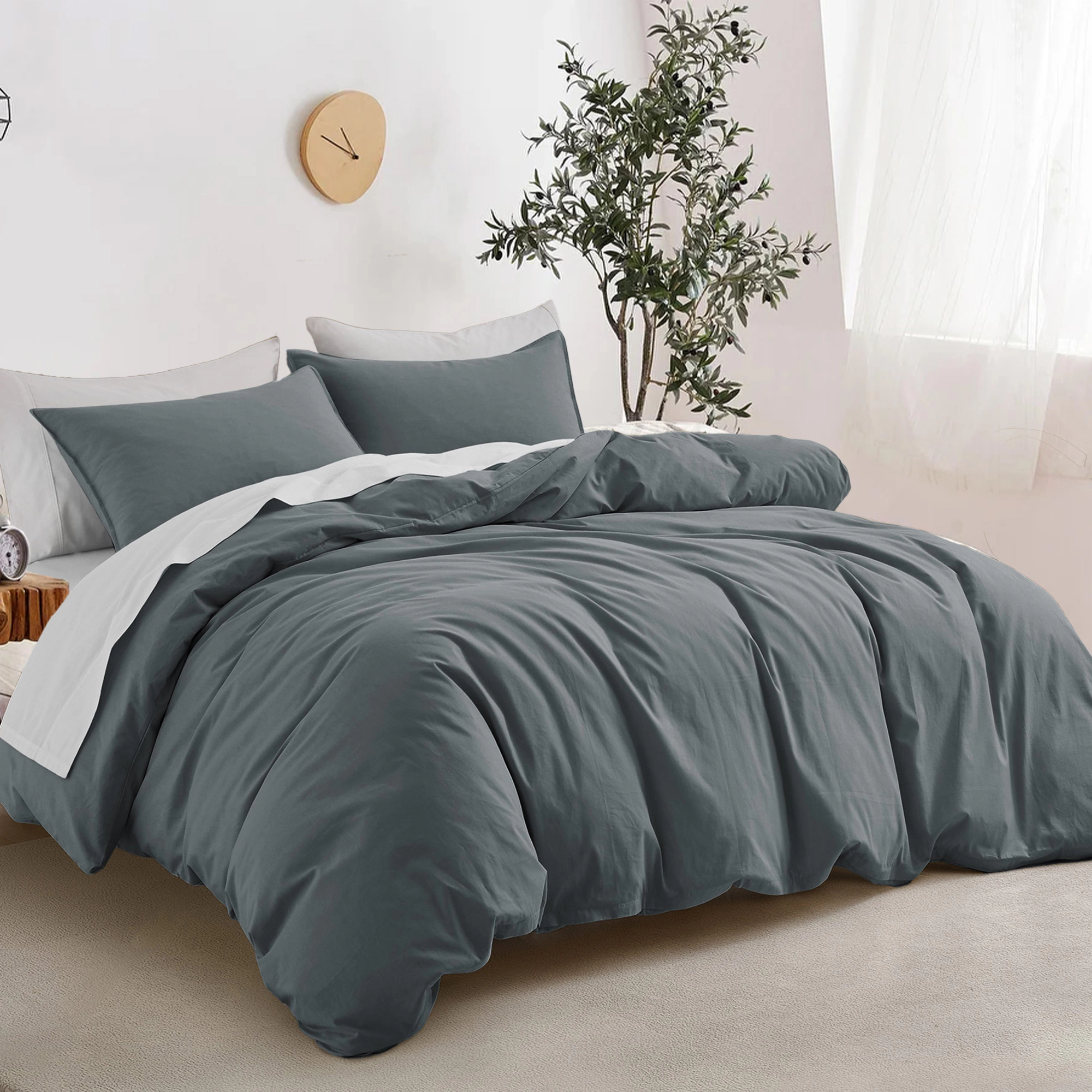 Unikome 100% Cotton Duvet Cover Set - Soft, Breathable, And Durable Bedding For A Comfortable Sleep