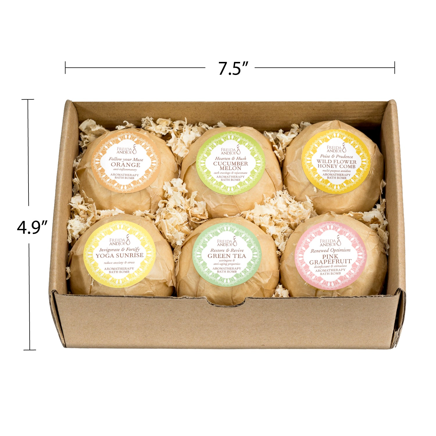 Freida and Joe Men and Women 6 Different Calming Bath Bombs