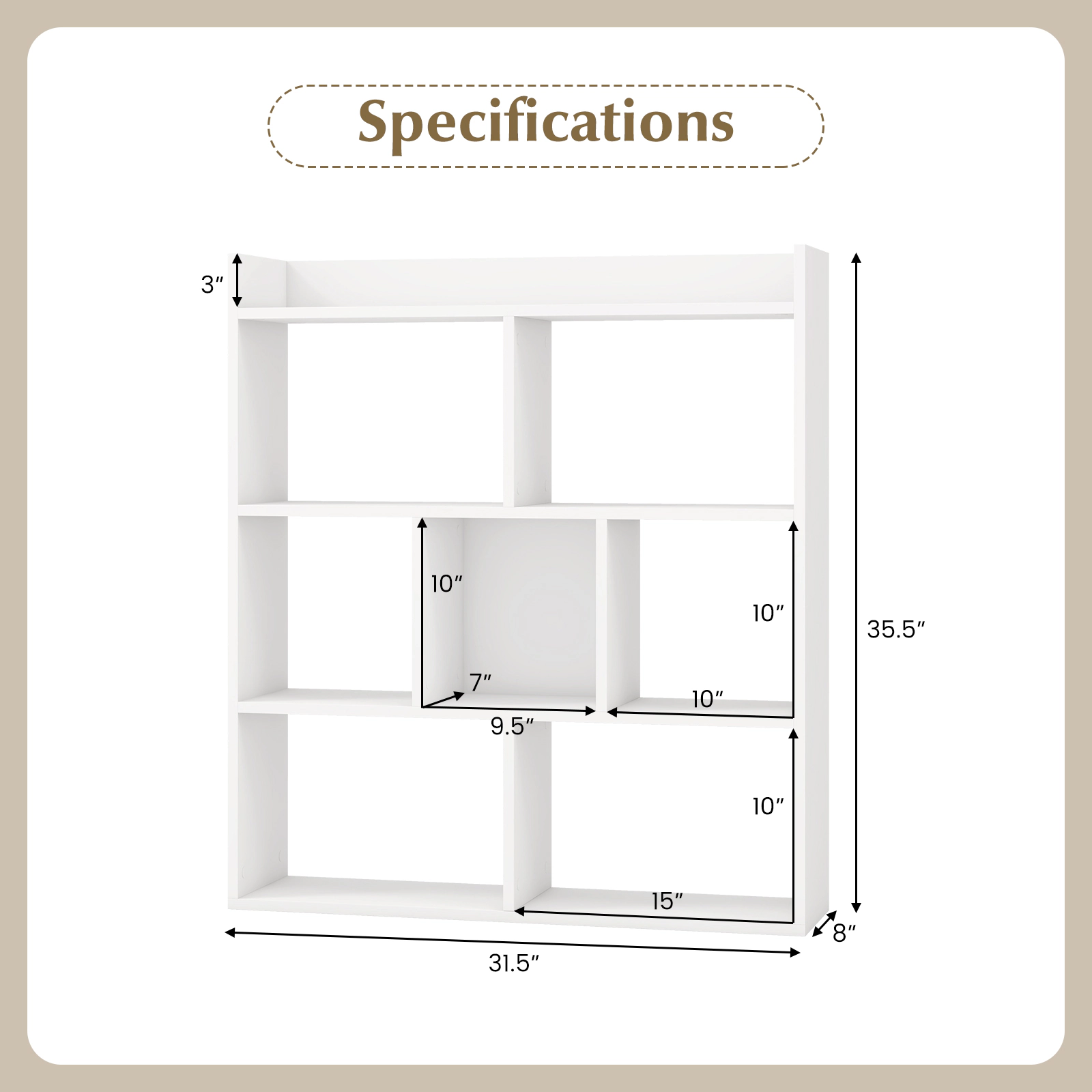 LJG 7 Cubes Open-Back Bookshelf with Anti-Toppling Devices