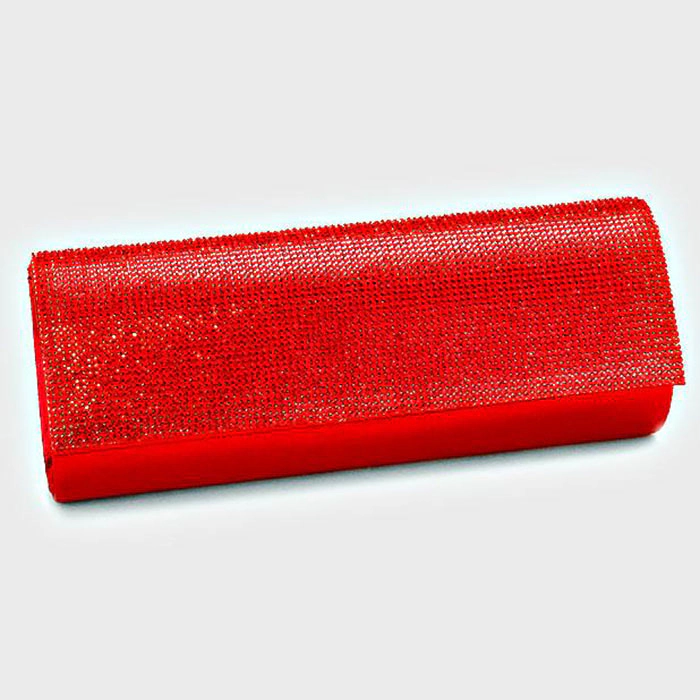 Fashnzfab Crystal Cover Shimmery Evening Clutch Bag With Metal Chain Strap