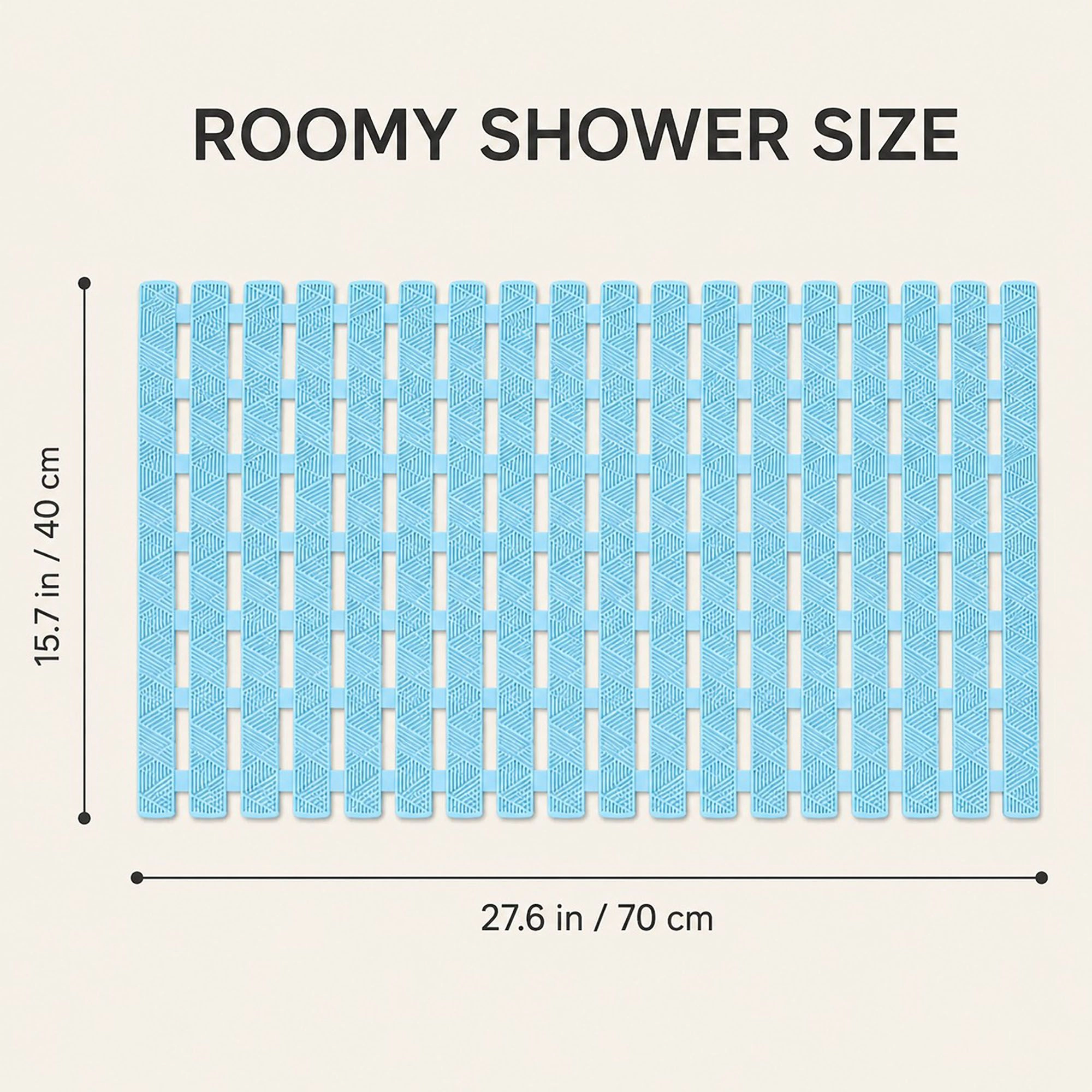 Alilang Unisex Slatted Nonslip Shower Mat Quick Drain Bath 15.7 x 27.6 Inches