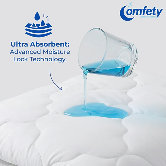 Comfety Waterproof Mattress Pad, Soft Hypoallergenic Bamboo Viscose Fitted Mattress Cover, Breathable Cooling Cover