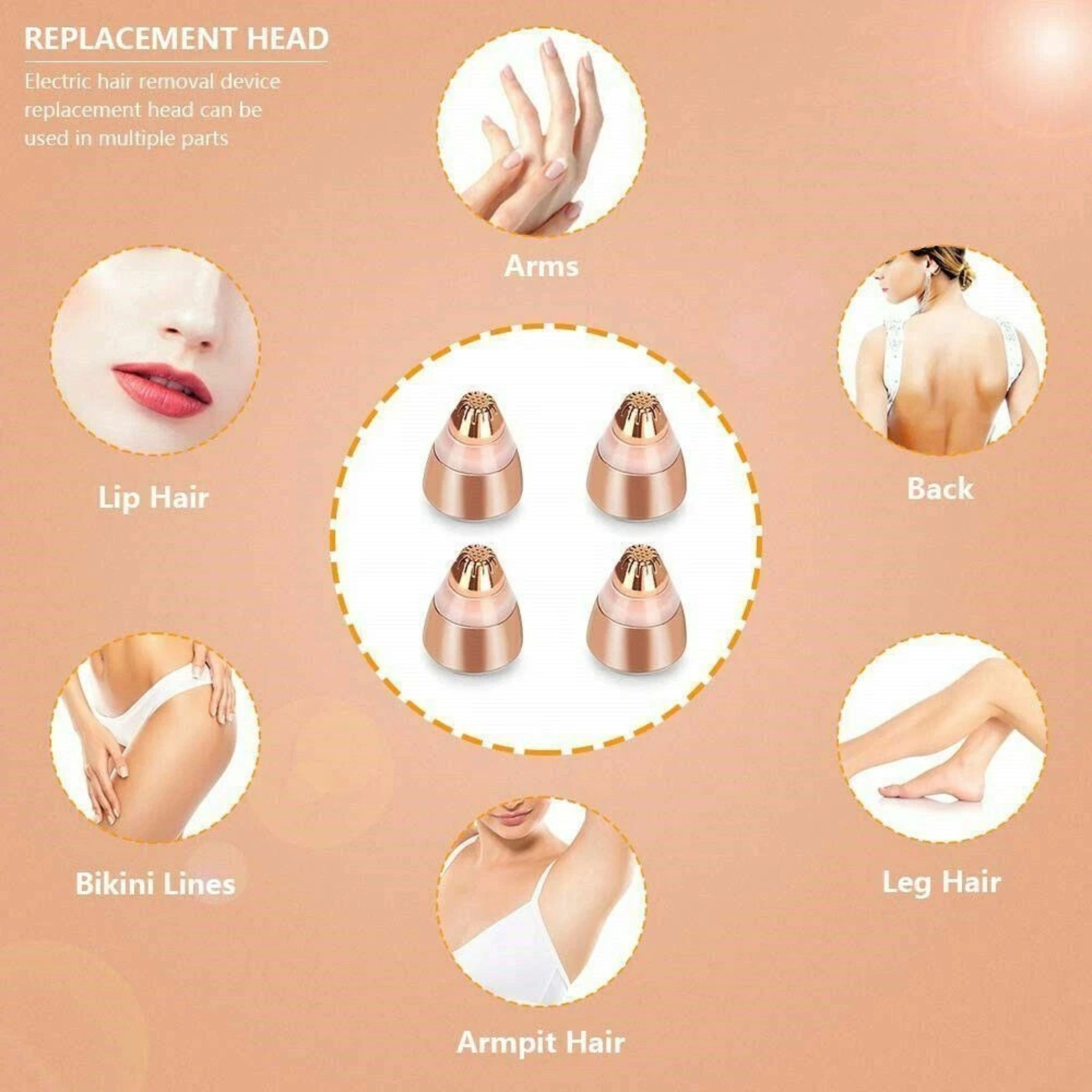 Home Collection Eyebrow Hair Remover Replacement Heads with Cleaning Brush 4 Pack