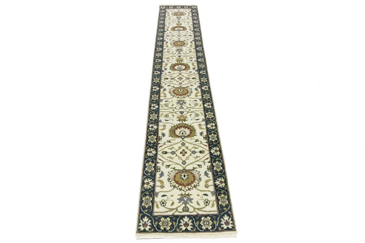 Magic Rugs Cream Floral Osh Chobi 2'6X14 Peshawar Oriental Runner Rug