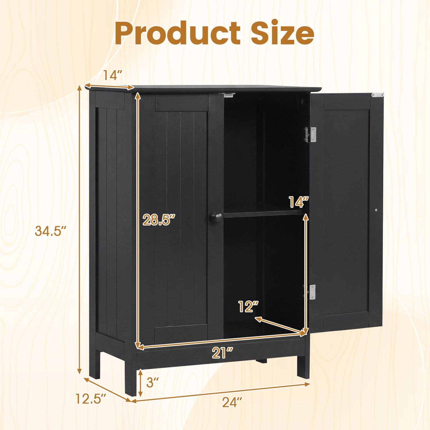 Slickblue Bathroom Storage Cabinet with Adjustable Shelf