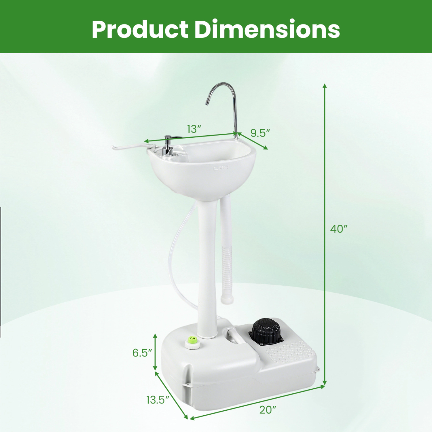 LJG Portable Foot Pump Camping Sink with 4.5 Gal Water Tank and Soap Dispenser