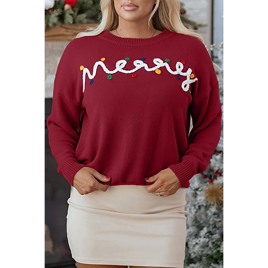 Threaded Pear Women's Jade Christmas Drop Shoulder Sweater