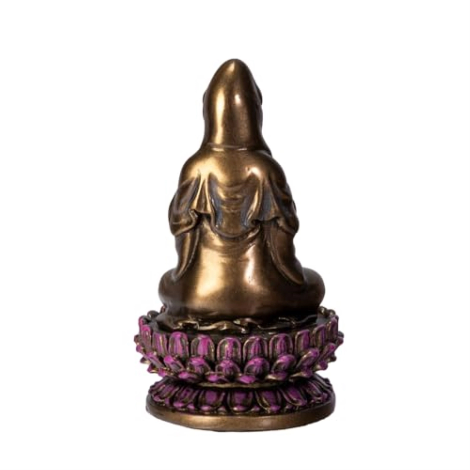 Pacific Giftware Small Sitting Lotus Kuan Yin Bronze Color Resin Statue Figurine 3.4 inch