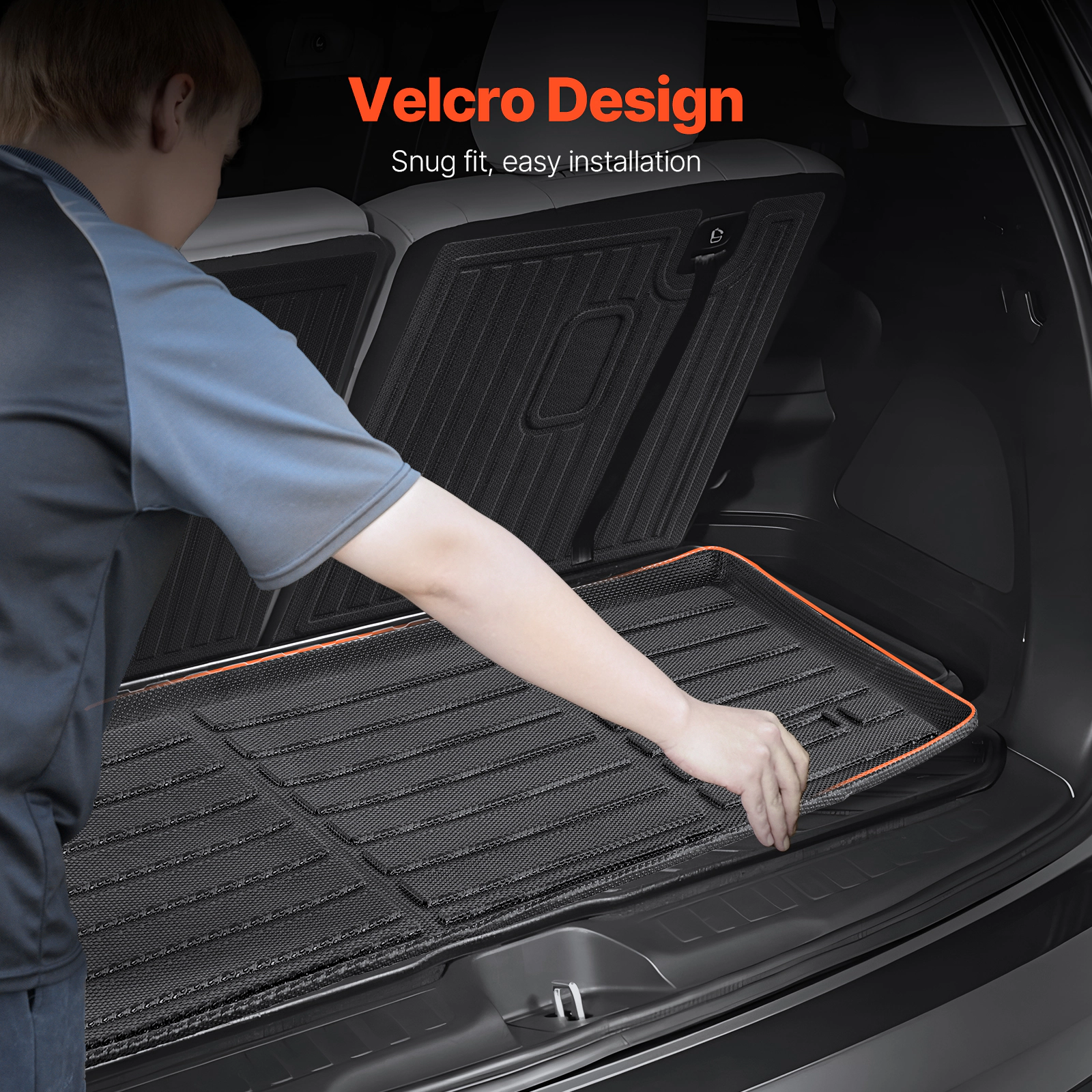 HONGGE Custom Fit TPE Cargo Mat for Honda Pilot 2016-2022 & 2023-2024, Trunk Liner with Backrest Mats, Black