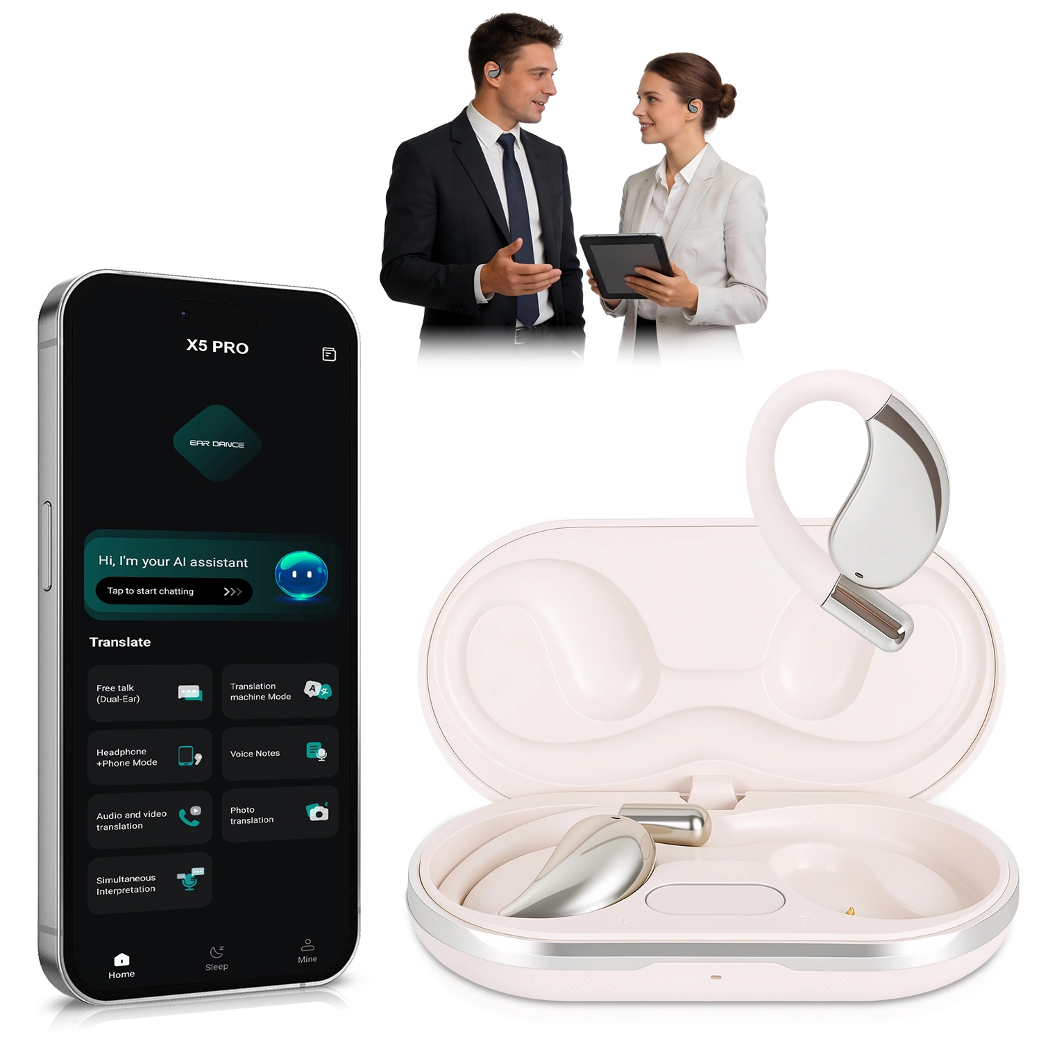 GBruno AI Translation Earbuds With Charging Case