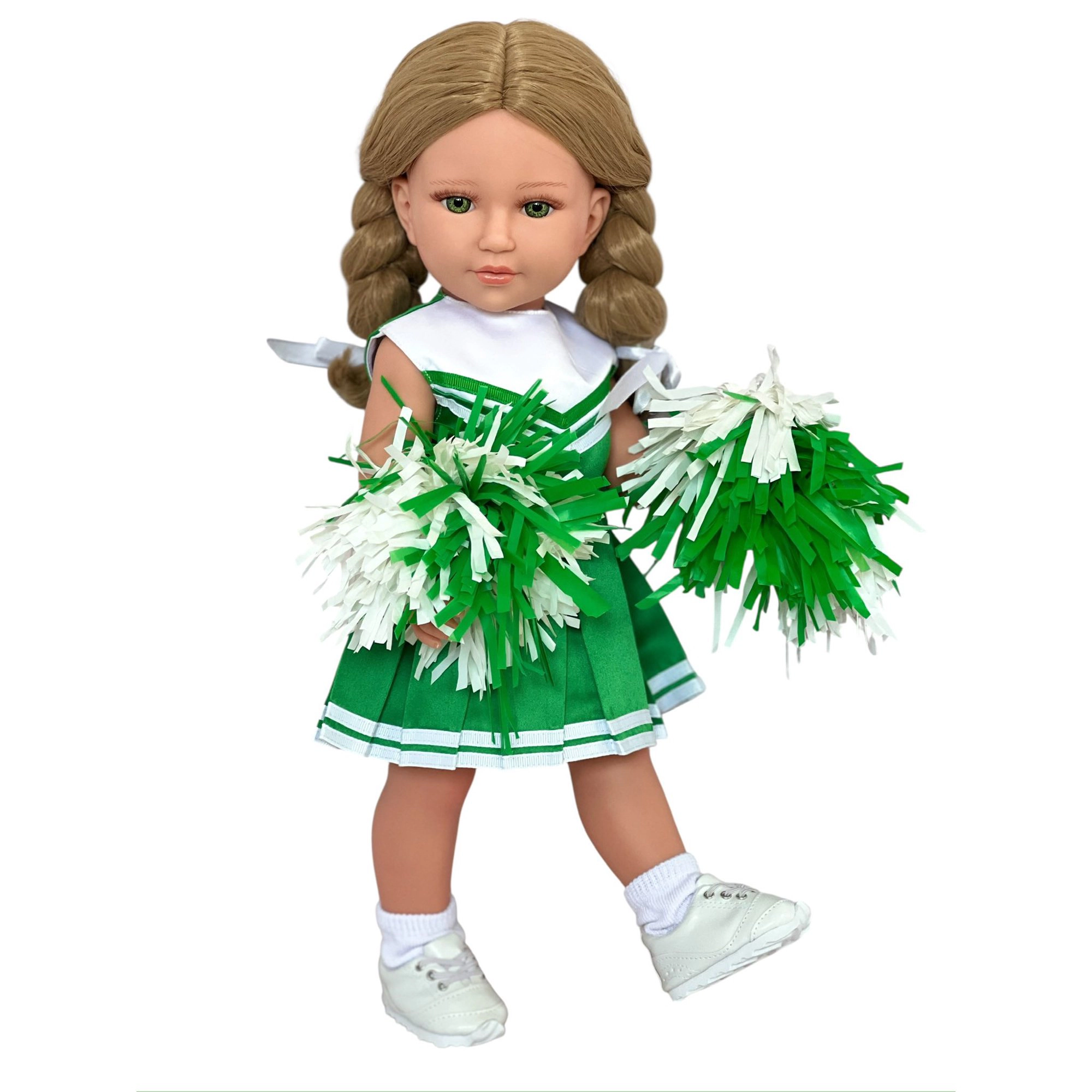 MBD® 18 Inch Doll Clothes- Green and White Cheerleader Outfit Fits 18 Inch Kennedy and Friends Dolls