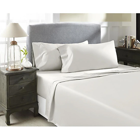 Perthshire Platinum Concepts 800 Thread Count Solid Sateen Sheet 4 Piece Set Queen Ivory
