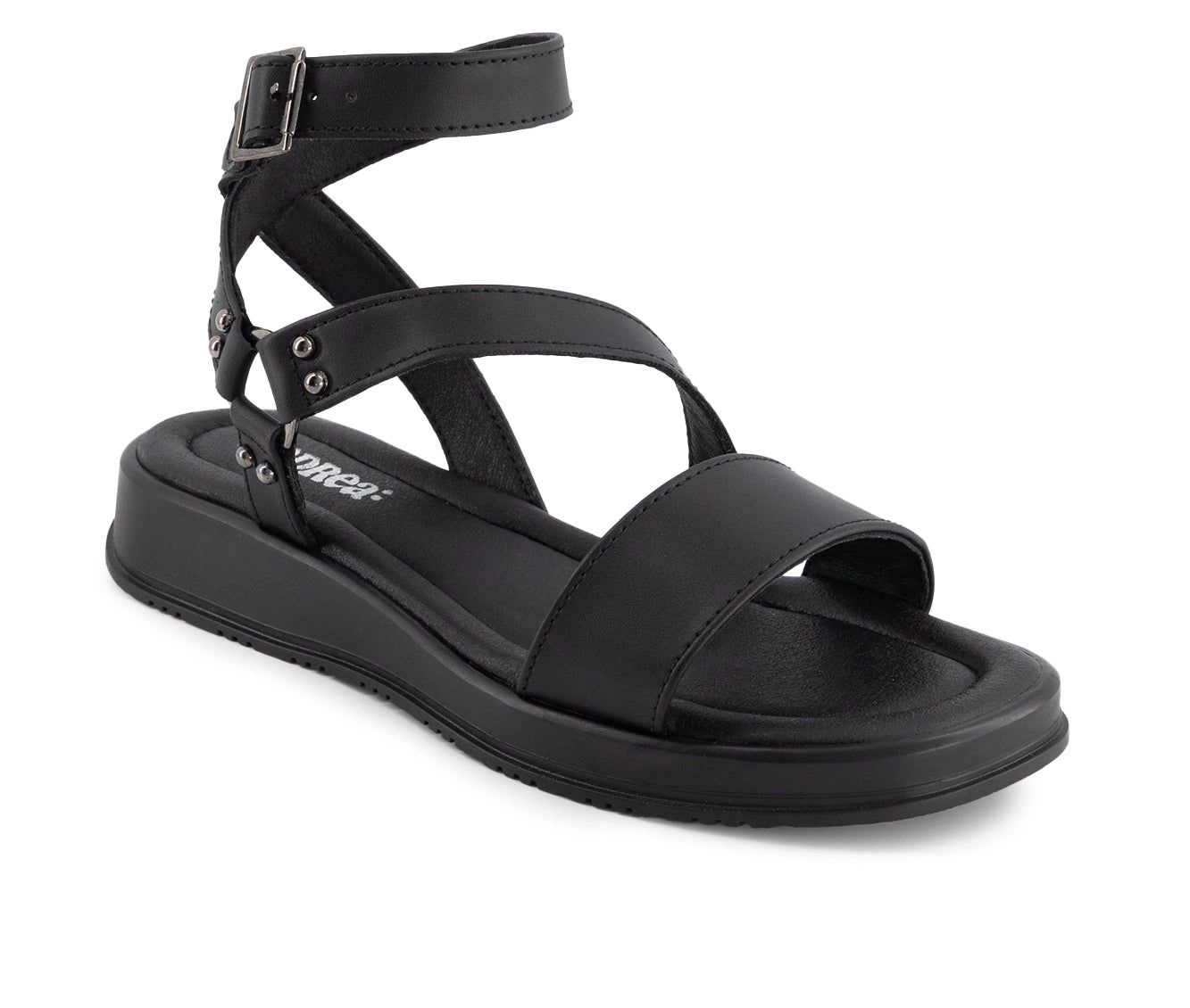 Andrea Womens Flat Sandals With Ankle Strap