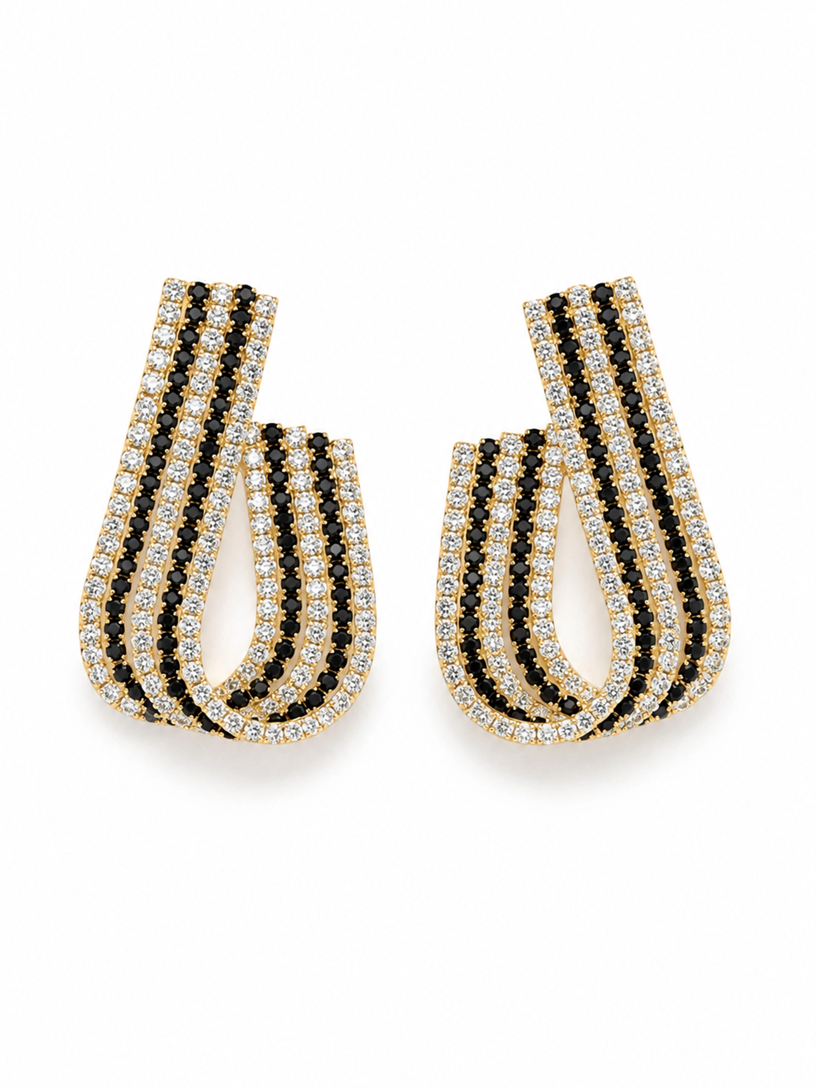 AGP PARIS Womens White Crystal J-Hoop Drop Earrings