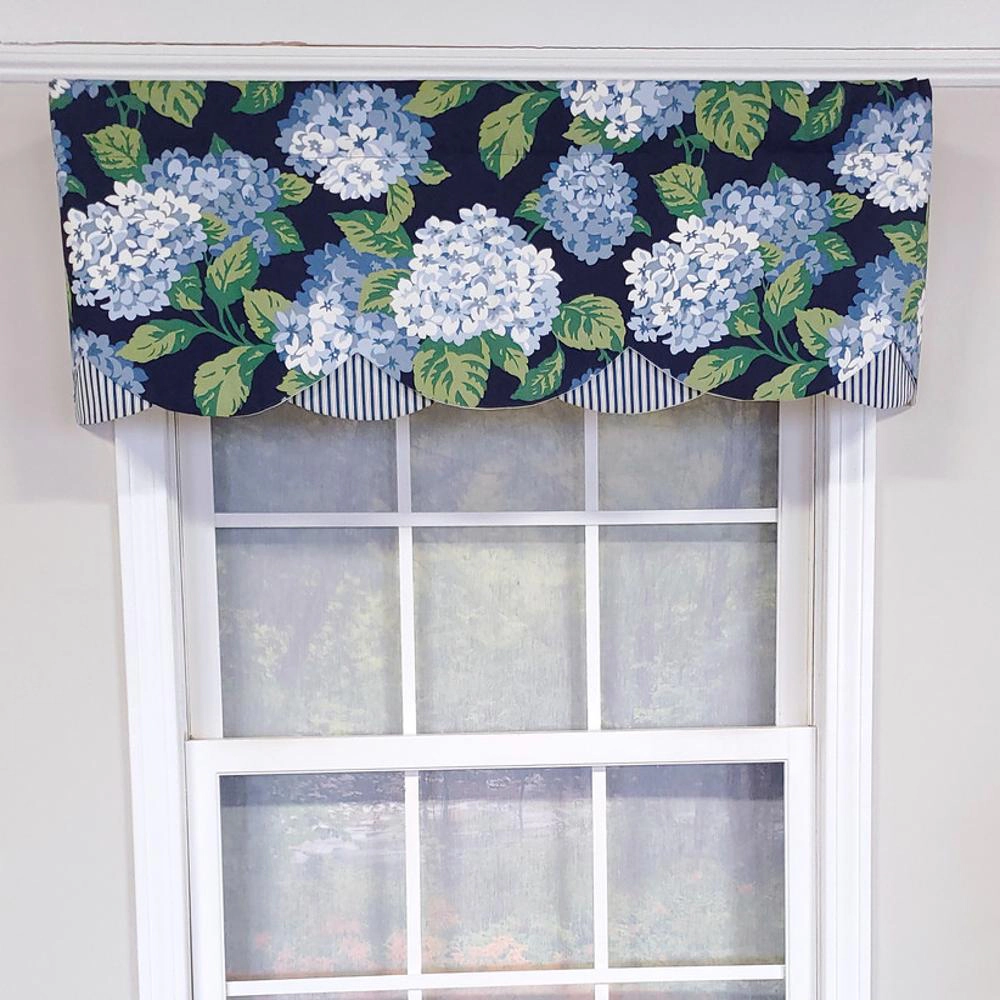 RLF Home 100% Cotton Luxurious Modern Summer Wind Petticoat Style Window Valance 50" x 15" Navy