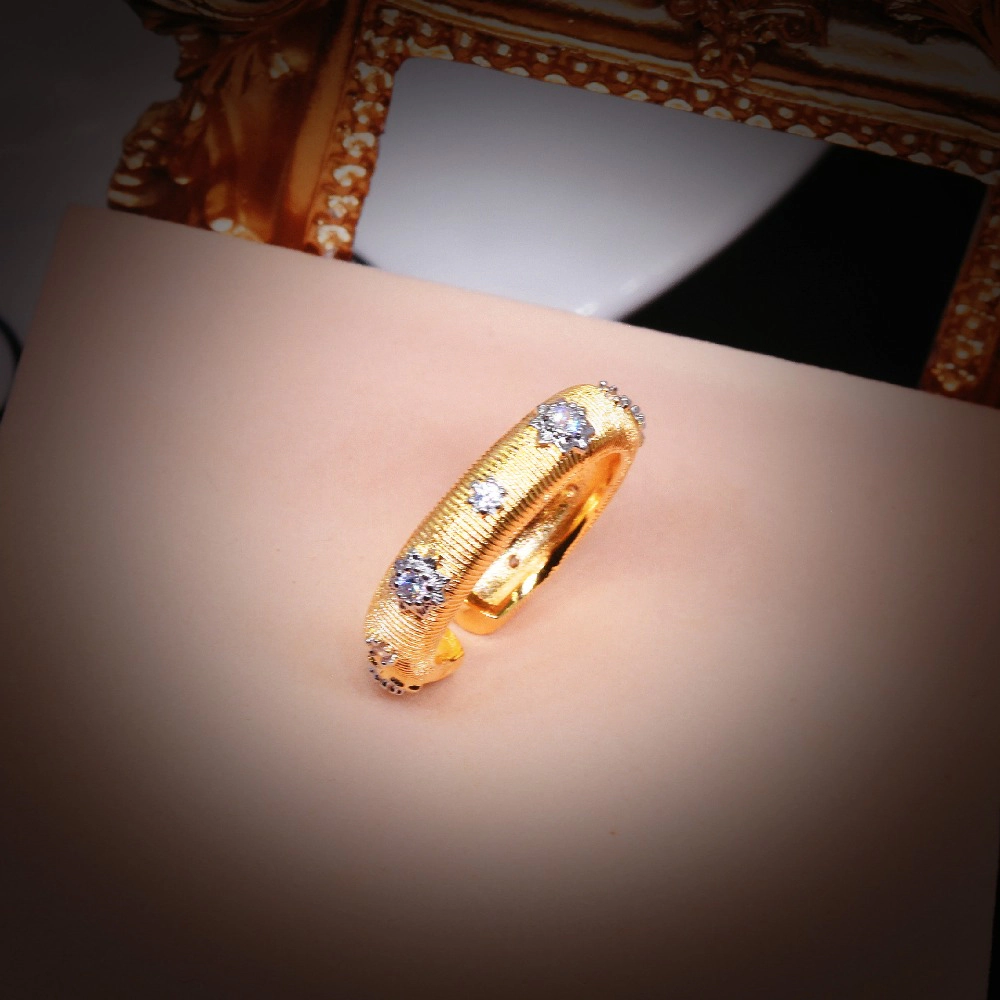 Women's Open Adjustable Ring with Cubic Zirconia Stones