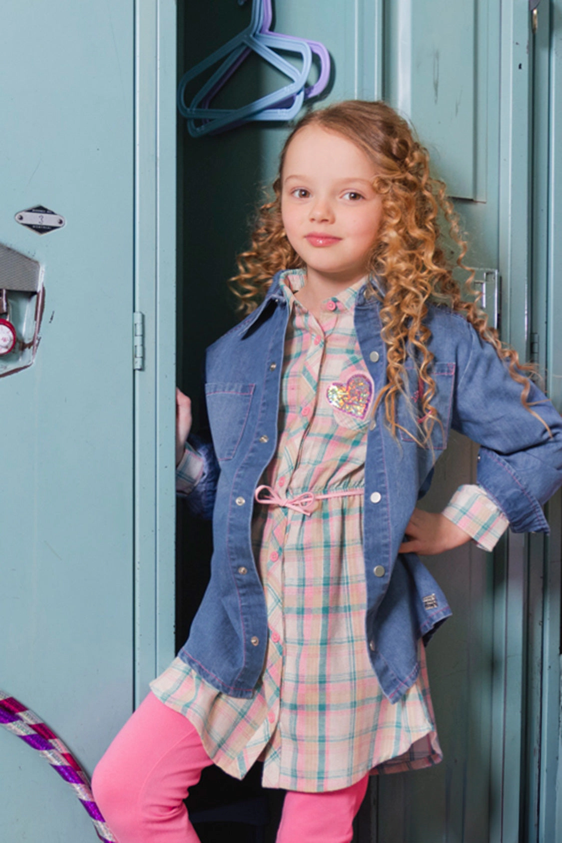 Deux par Girls Smiley Graphic Snap-Front Denim Shirt