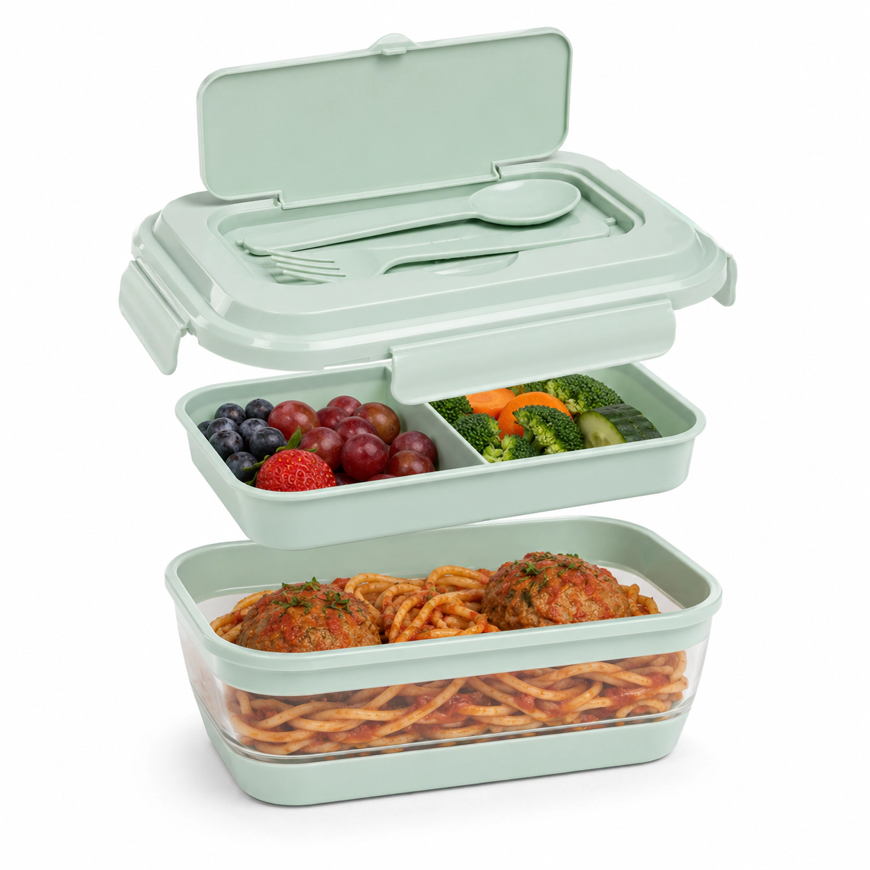 CHEFSPOT Collapsible Silicone Bento Lunch Box With Utensils