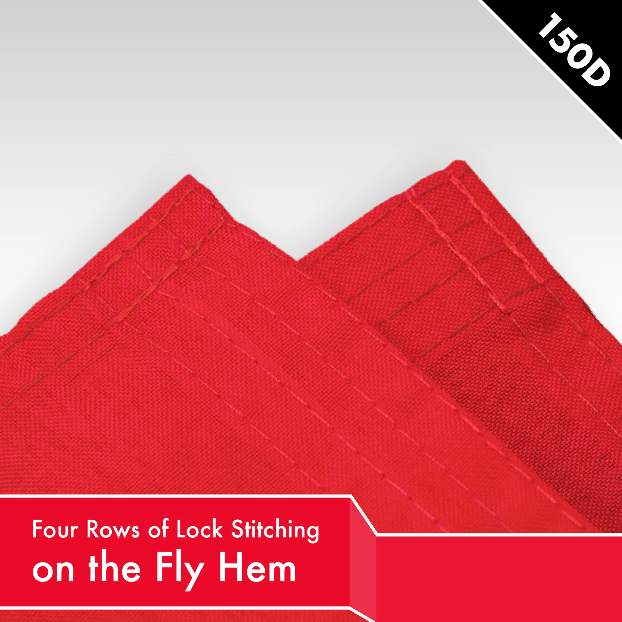 G128 Solid Red Flag 2x3 Ft - LiteWeave Pro 150D Polyester, Brass Grommets, Double-Needle Stitching