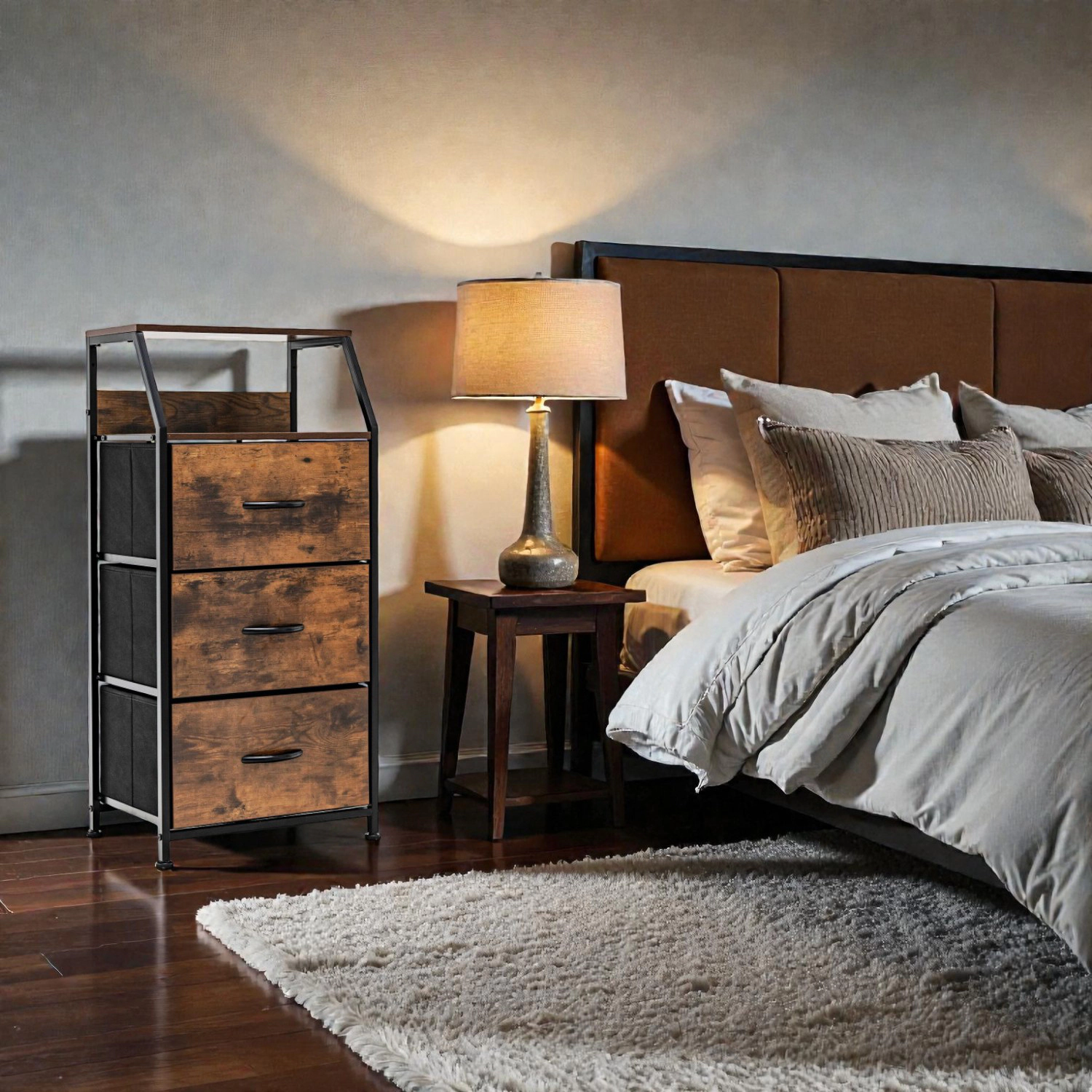 Hivvago Multi-Shelf Freestanding Cabinet topped with Wood - Medium