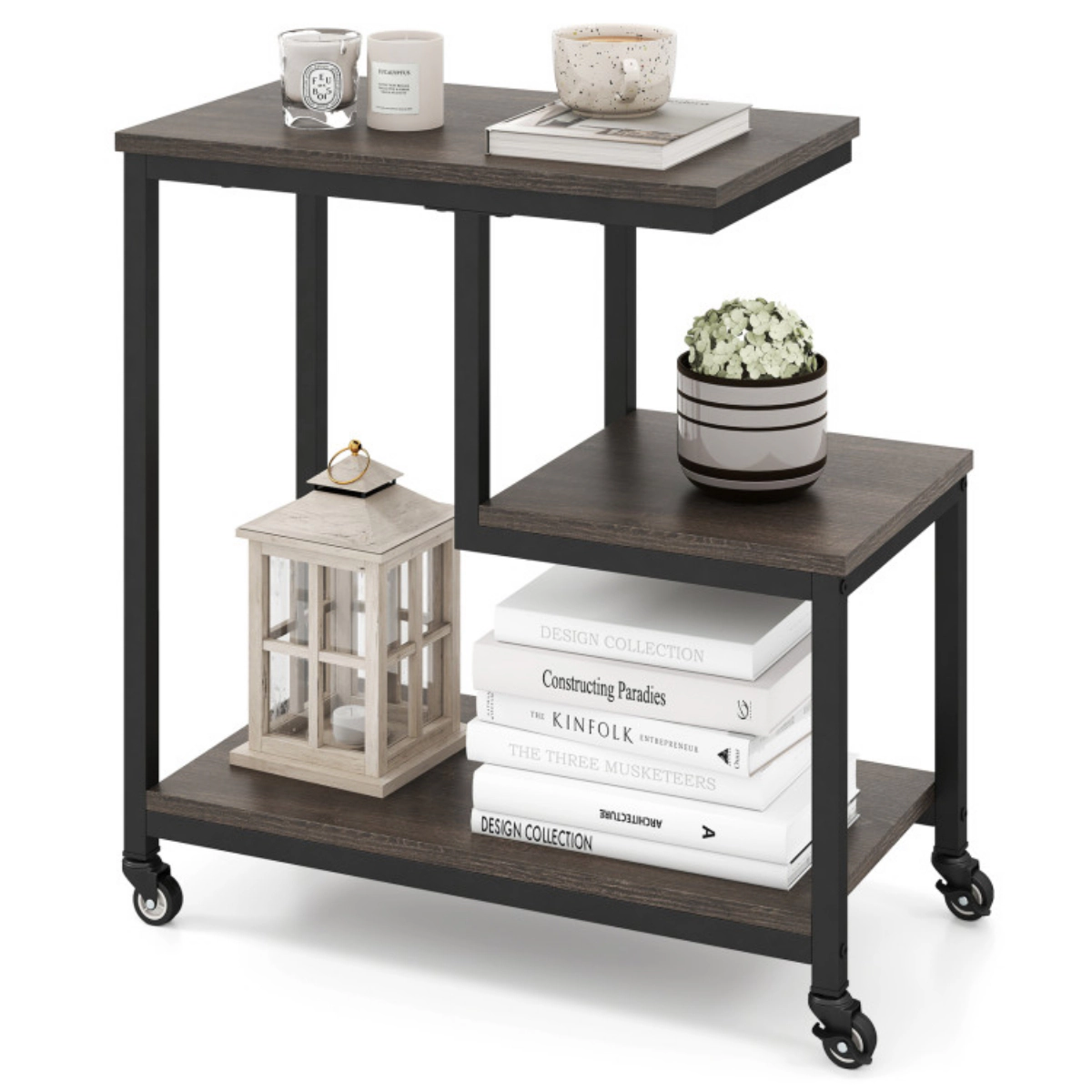 SlickBlue 3 Tier End Table with Wheels, Printer Stand and Nightstand for Home Office