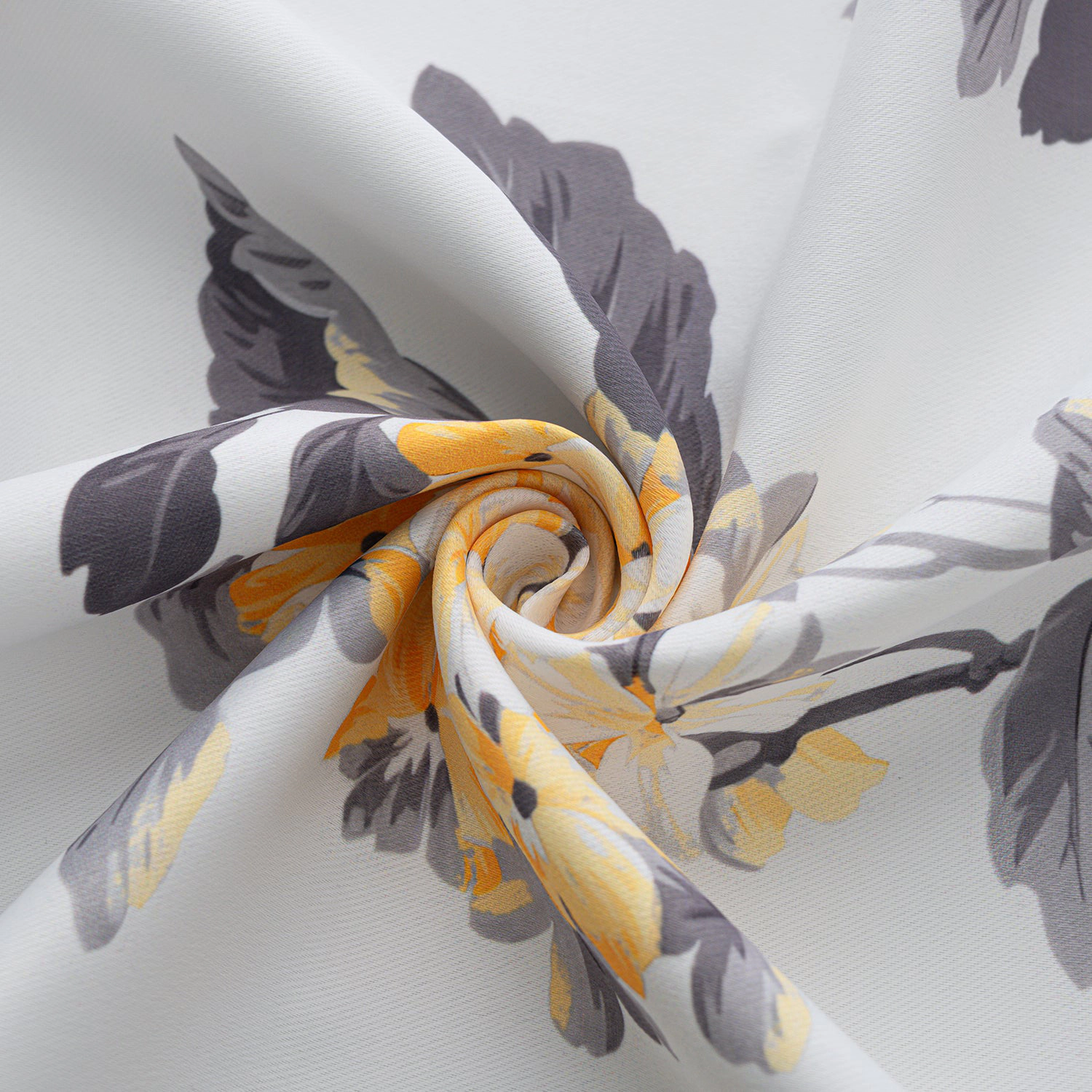 Olivia Gray 100% Polyester 200 GSM Hydrangea Printed Blackout Grommet Curtain Panel 54" x 84" Yellow