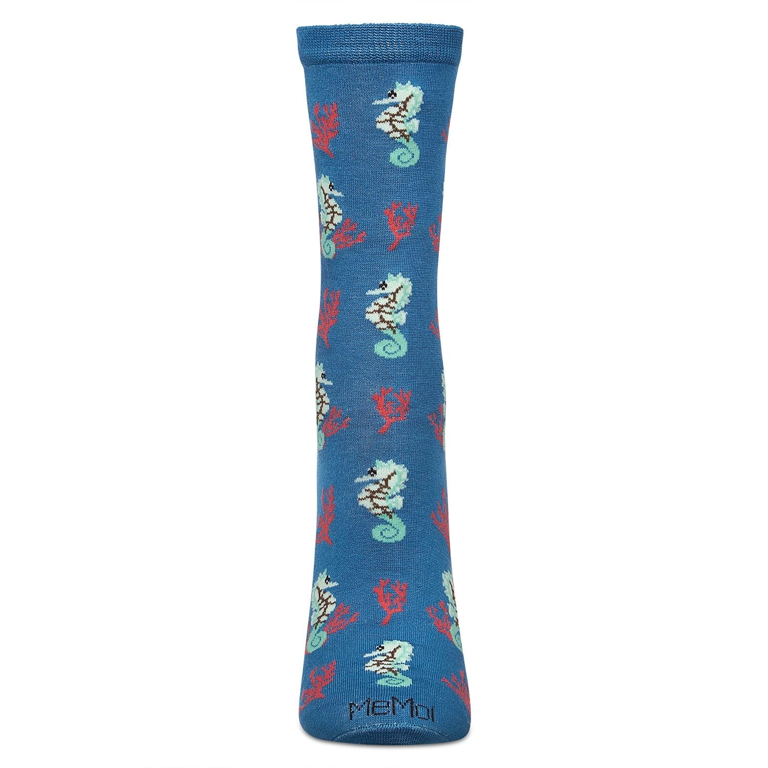 MeMoi Women's Seahorses Rayon from Bamboo Crew Socks