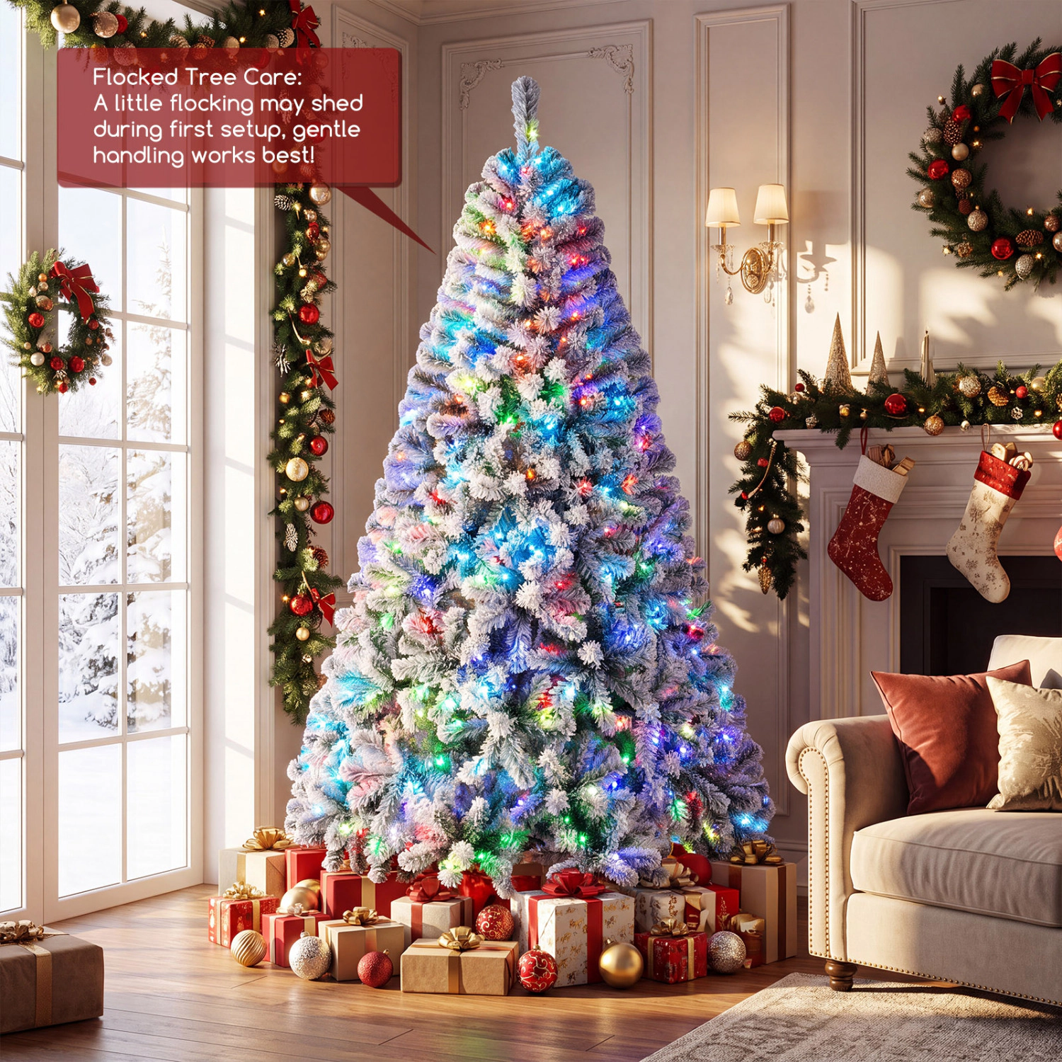 LJG 7.5/6 FT Smart Pencil Christmas Tree with APP Remote & RGB Lights and Music Sync-6FT
