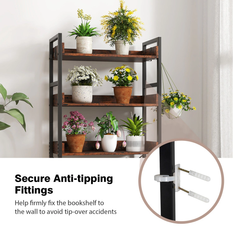 Hivvago Industrial Storage Shelf with 5 Tiers and 4 Hooks