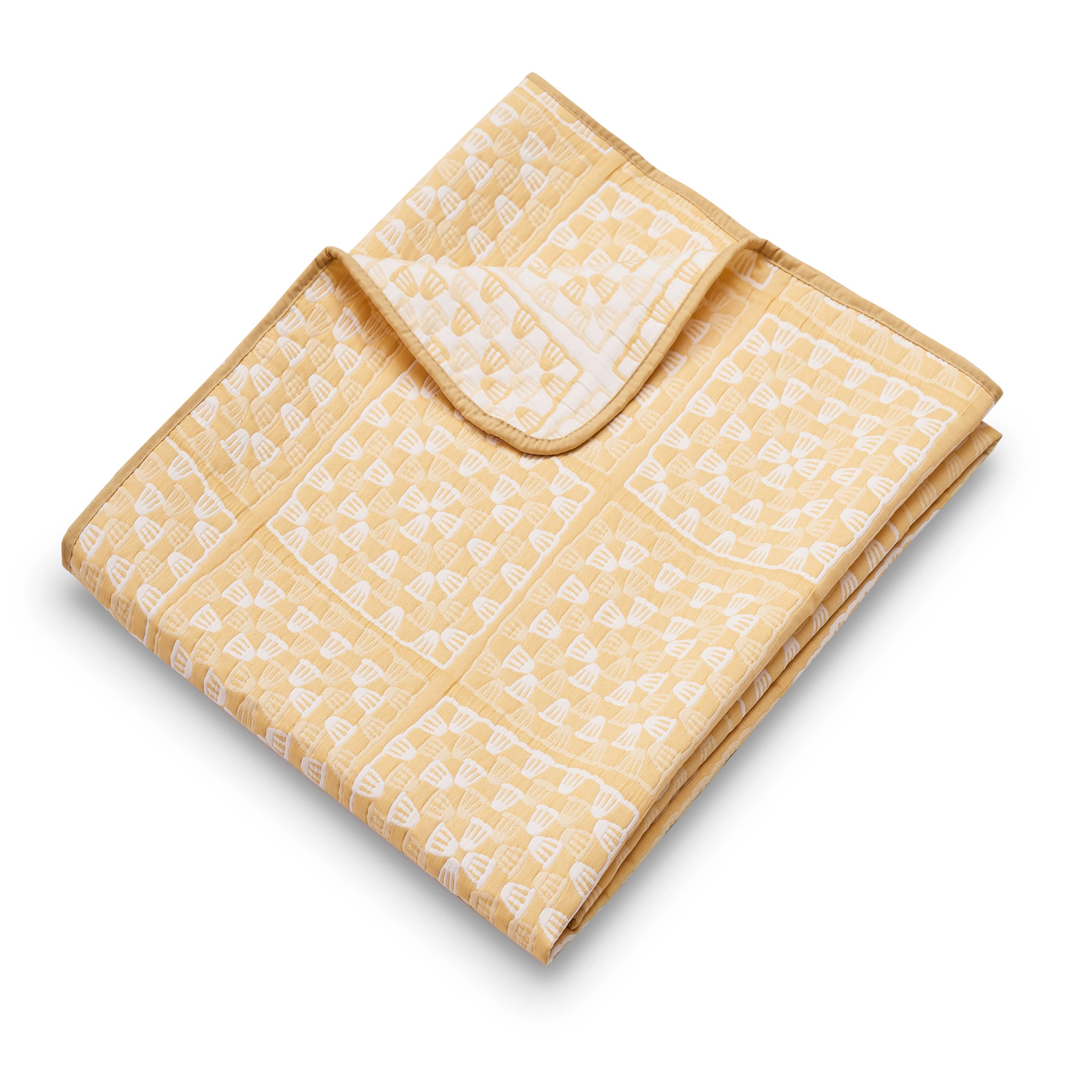 Greenland Home Fashion Granny Squares 100% Polyester Reversible Accessory Throw Blanket 50" x 60" Gold