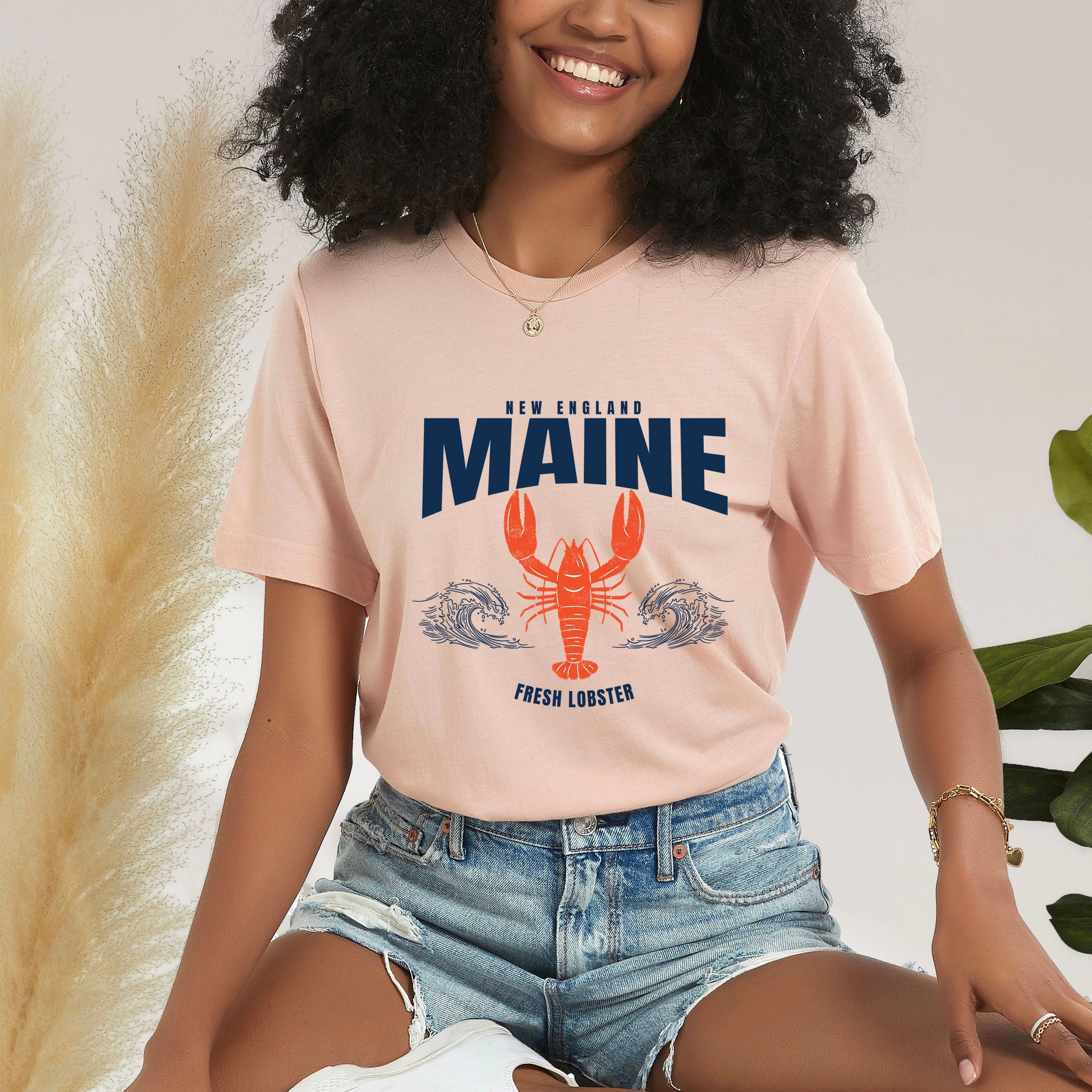 Simply Sage Market - Maine Fresh Lobster Waves Women's Short Sleeve Graphic T-Shirt