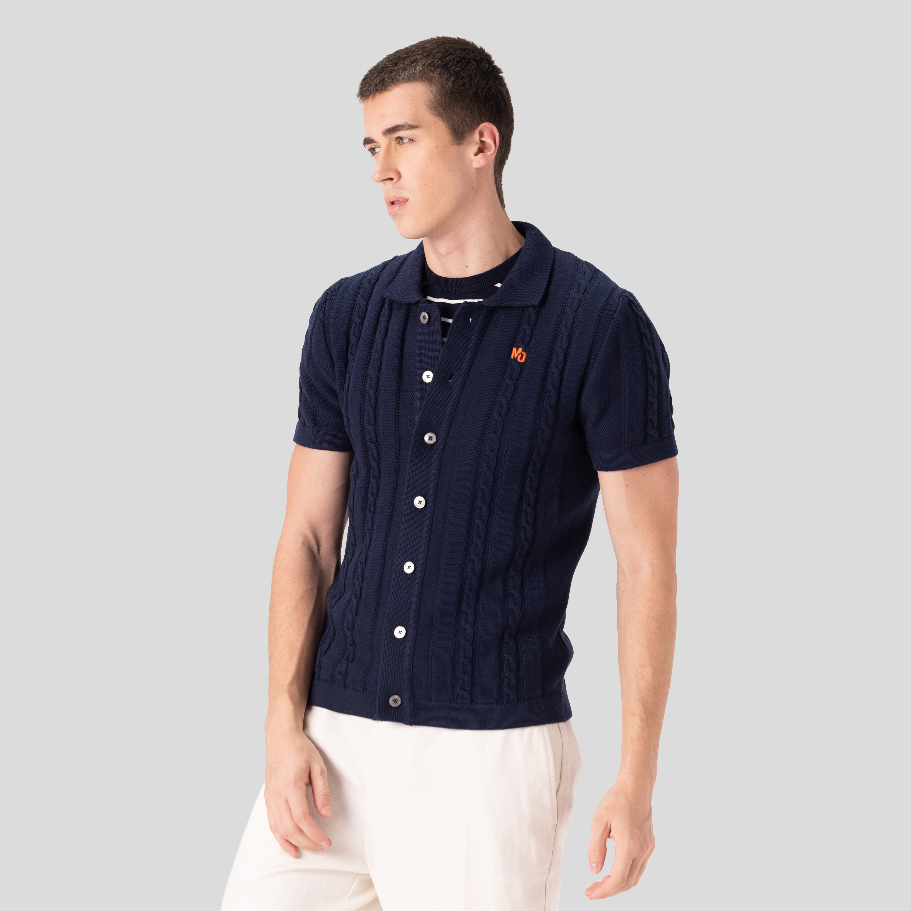 Members Only Men's JC Polo Cable Sweater