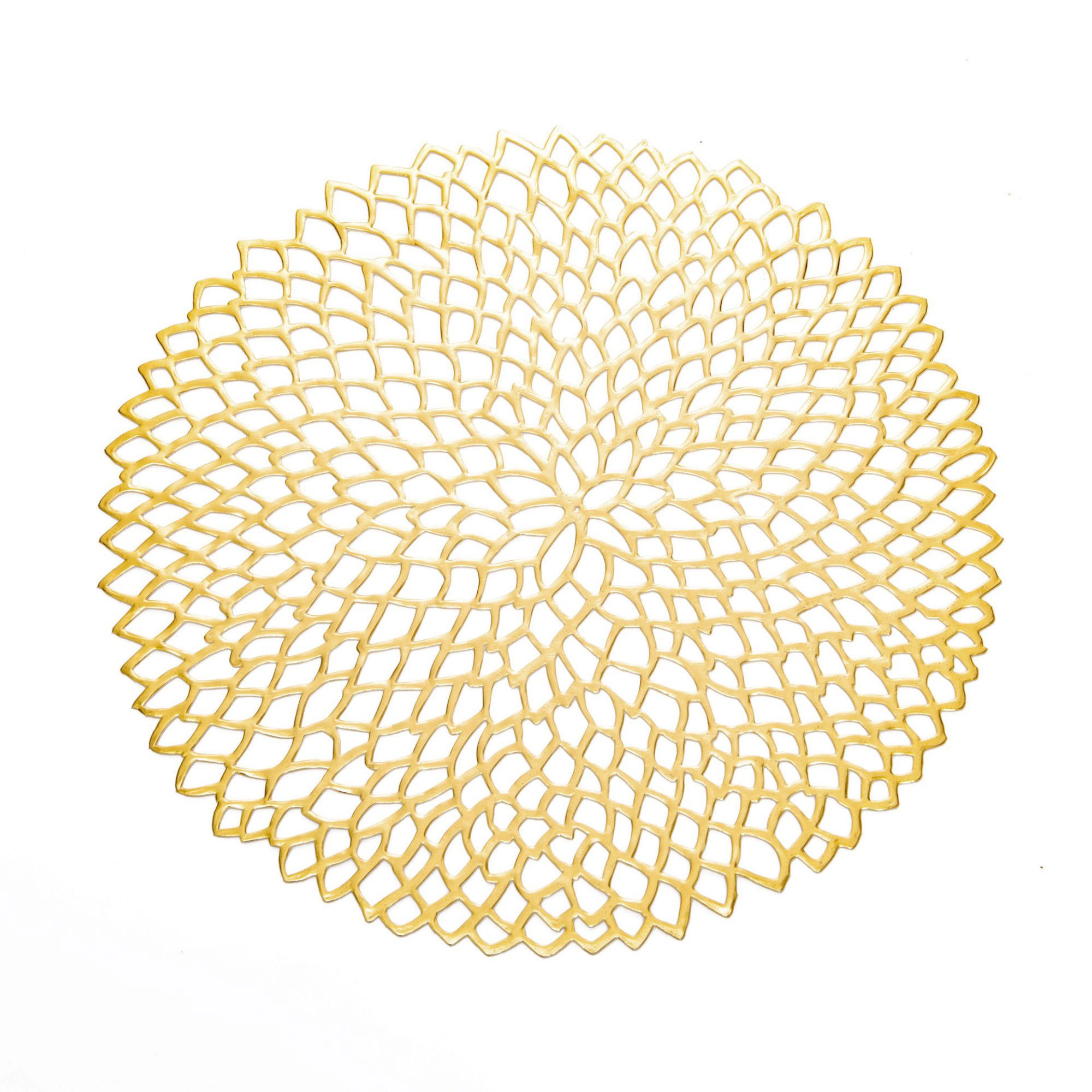Alilang Unisex 4 Set Round Geometric Cutout Placemats with Modern Floral Design 15in