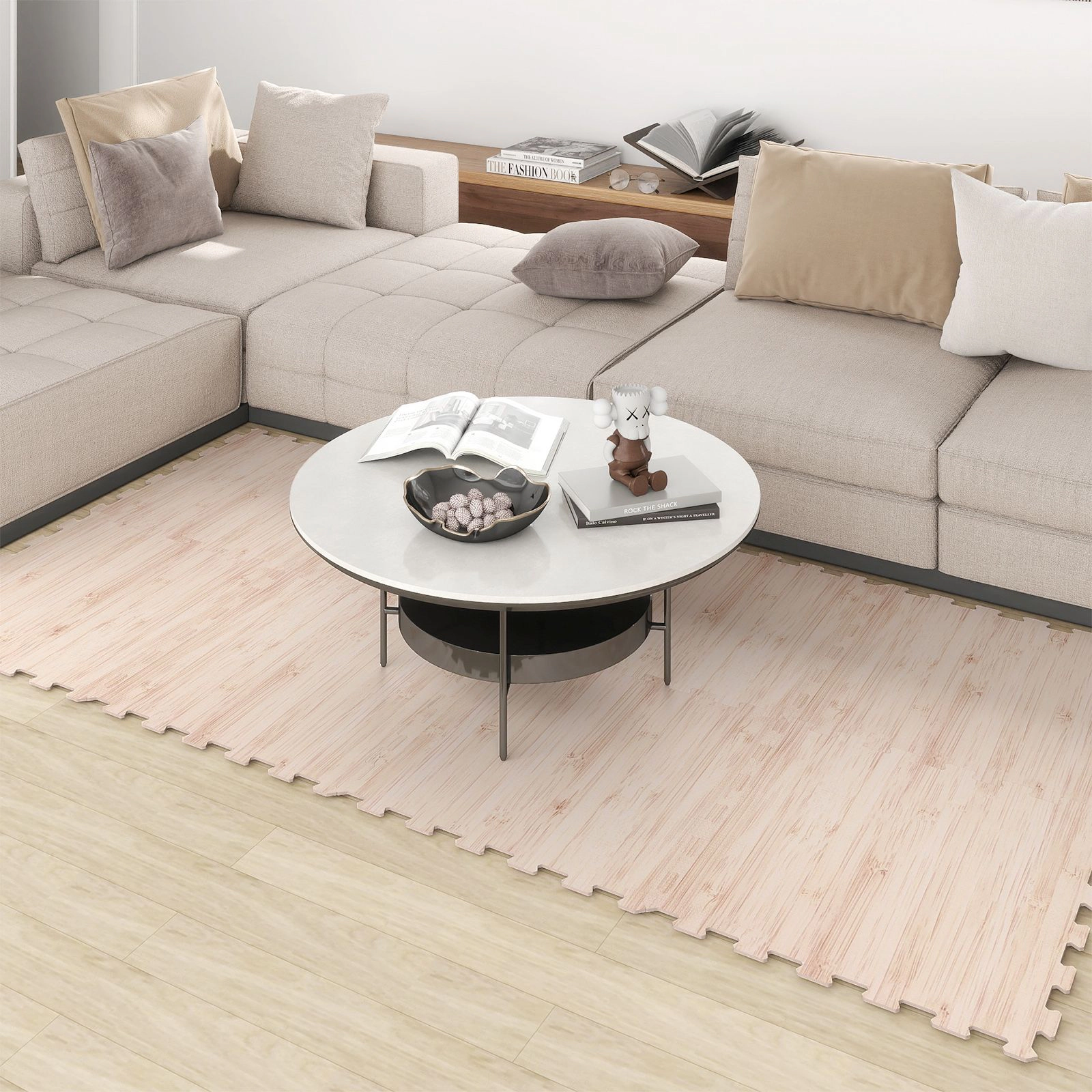 SlickBlue 8-Piece EVA Foam Floor Mats, Wood Texture, 21 Sq. Ft.