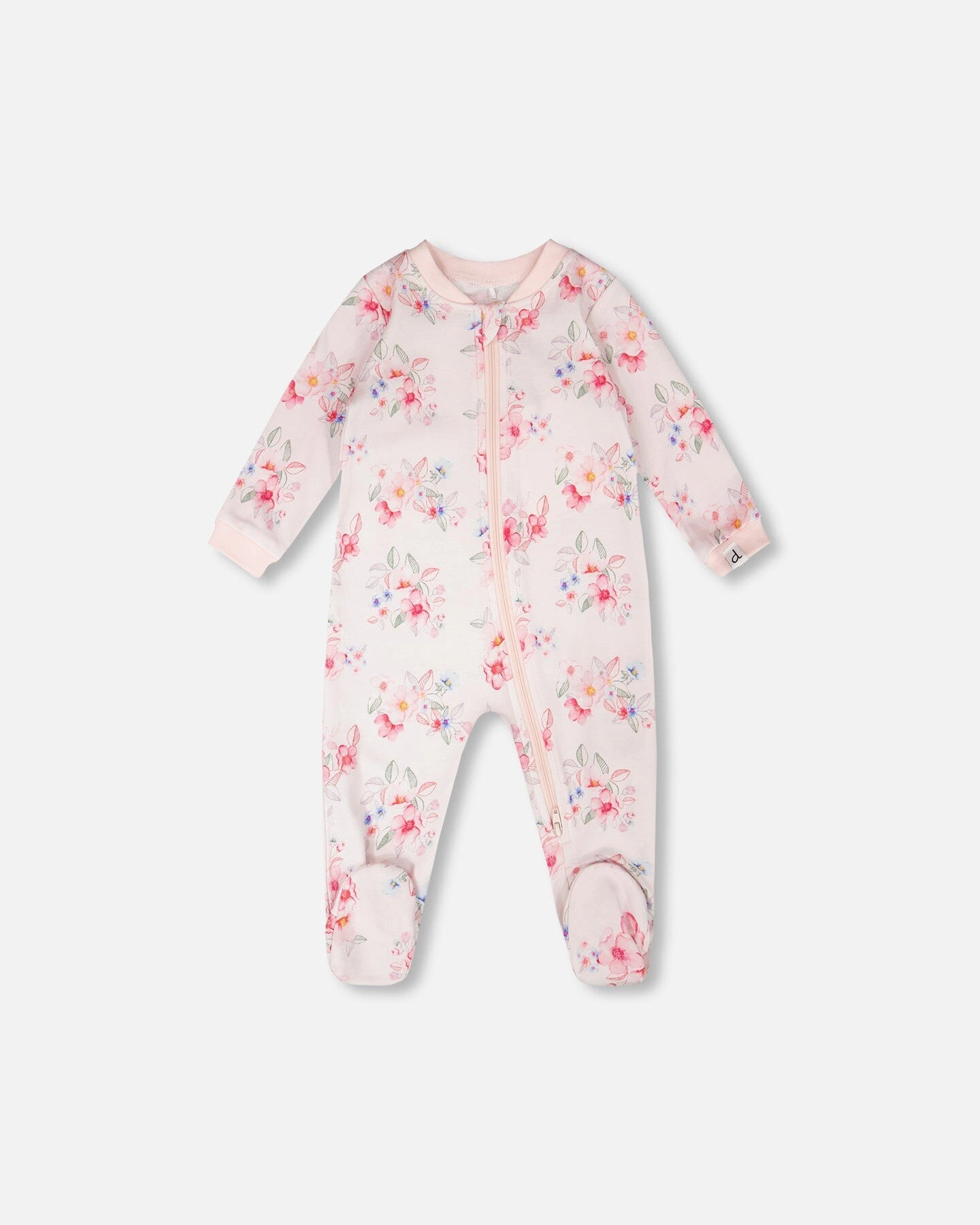 Deux par Deux Girls Organic Cotton Full-Length Zip Floral Print One-Piece Pyjama