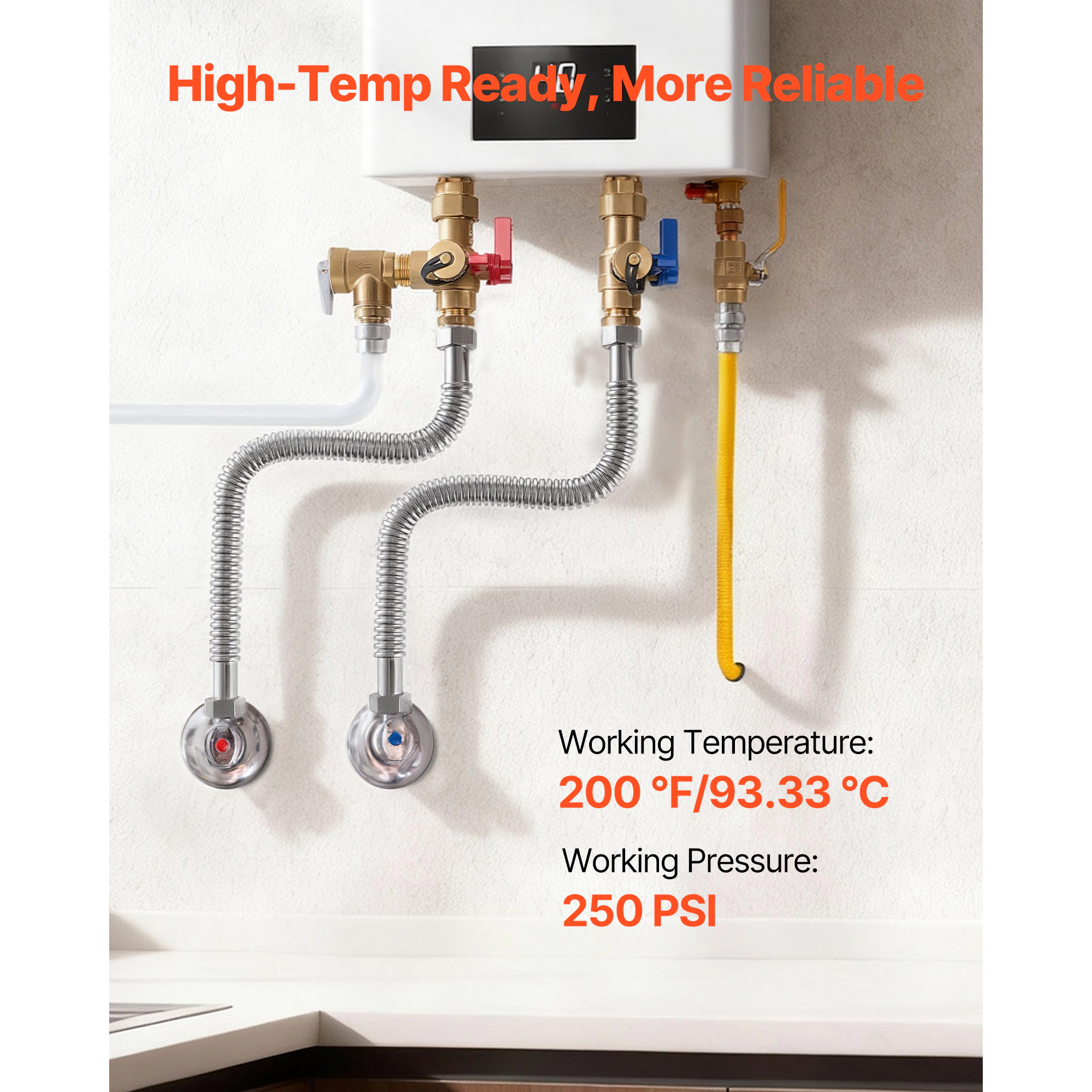 HONGGE Water Heater Kit Water Heater Flex Connector Waters Heaters Installation Kit with FIP FIP Inlet & Outlet