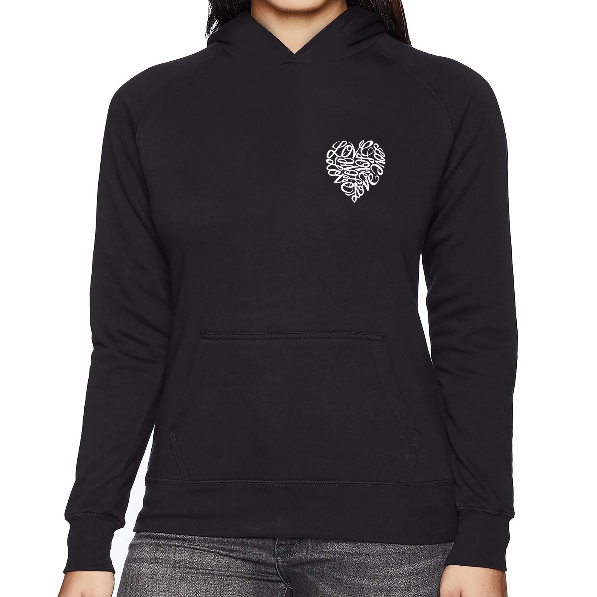 LA Pop Art Cursive Heart - Women's Word Hooded Sweatshirt