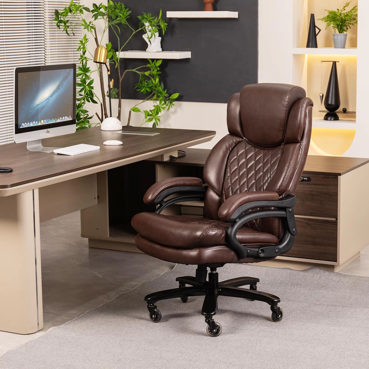 Platinum-Level Office Chairs Big And Tall Office Chair 500lb Capacity Wide Spring Seat 360 Swivel Ergonomic Desk Chair