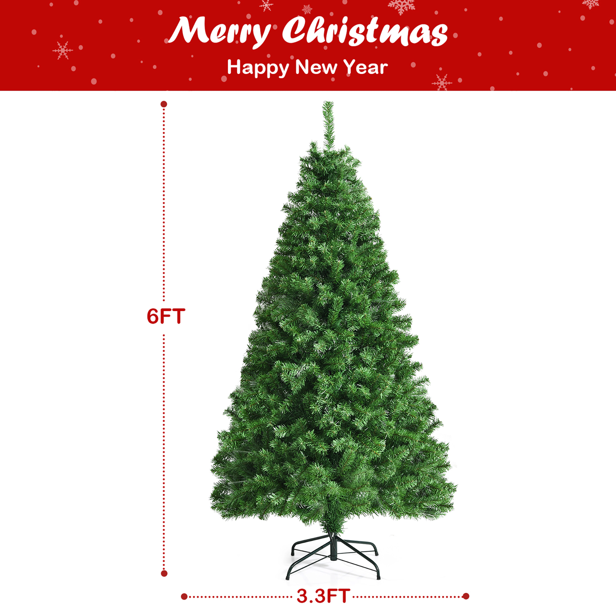 Costway 5/6/7 ft Pre-lit Fiber Optic PVC Artificial Christmas Tree