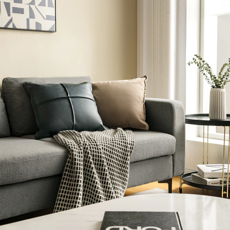Hivvago 3-Seater Sectional Couch with Metal Legs and Side Armrest Magazine Pocket
