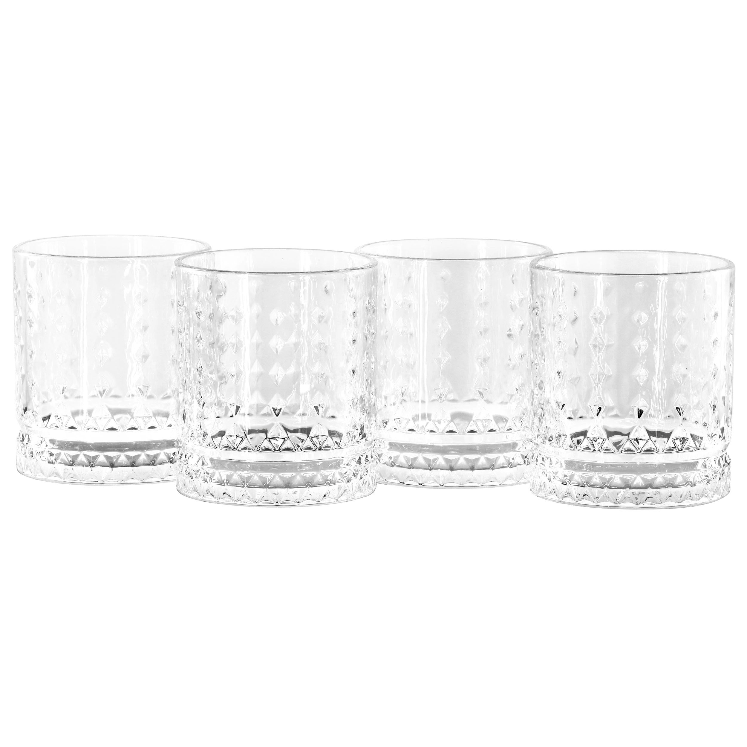 Gibson Home 4 Piece 13 Ounce Teardrop Embossed Double Old-Fashioned Glass Set