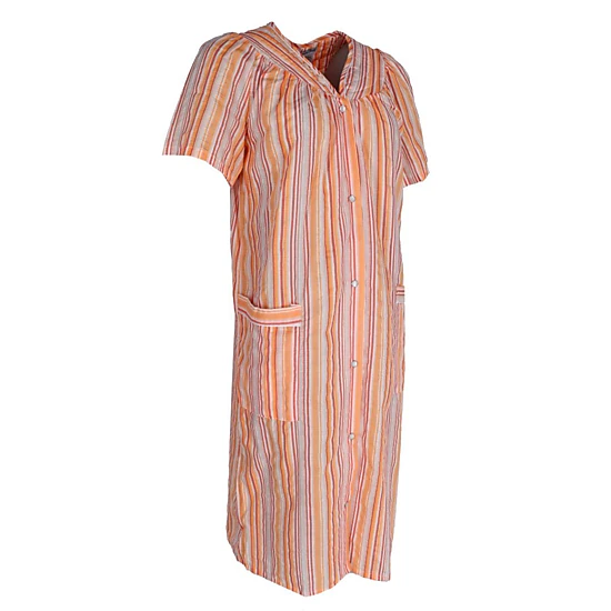Elegant Emily Women's Snap Front Striped Duster Gown