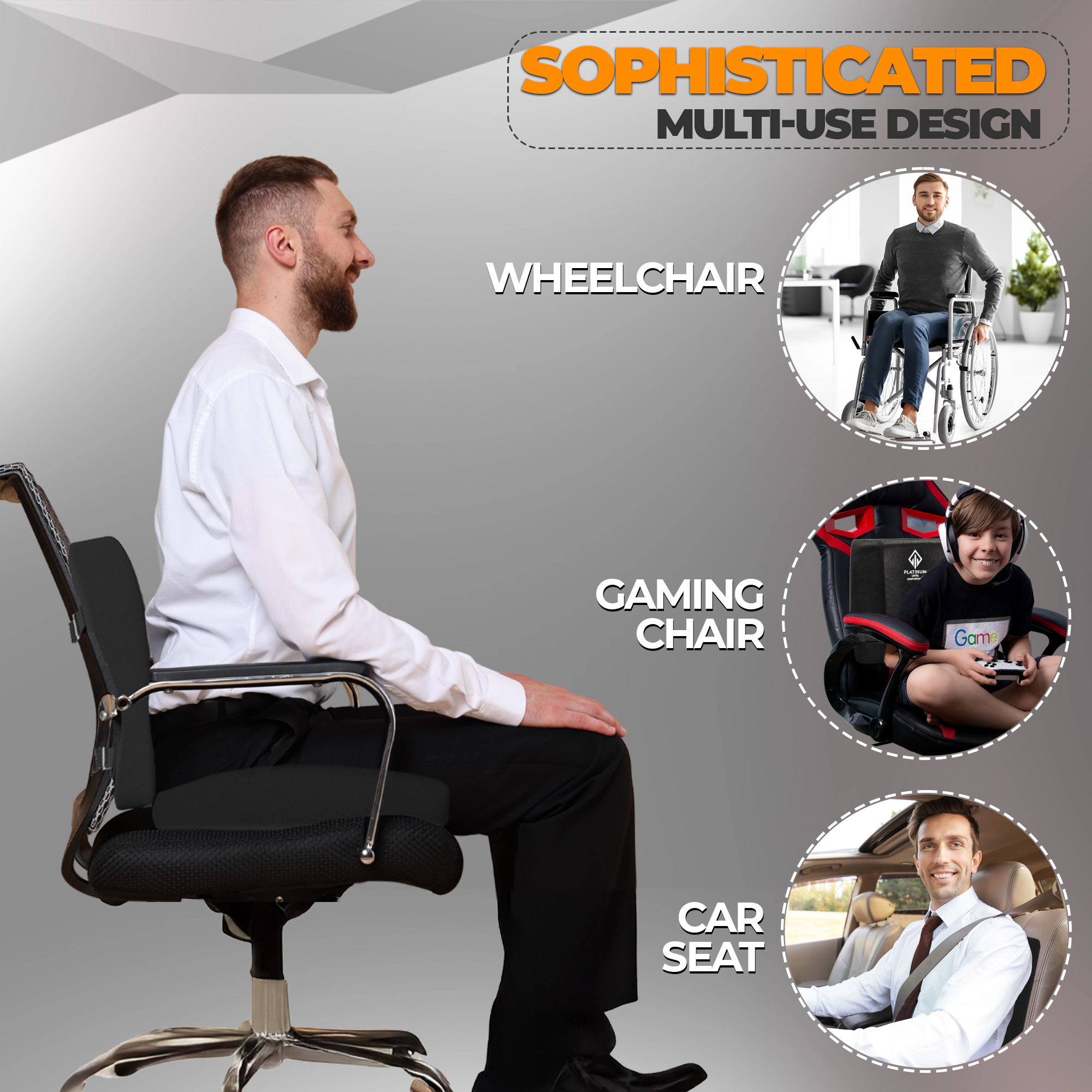 Platinum-Level Comfortable  Memory Foam Lumbar & Seat Cushion