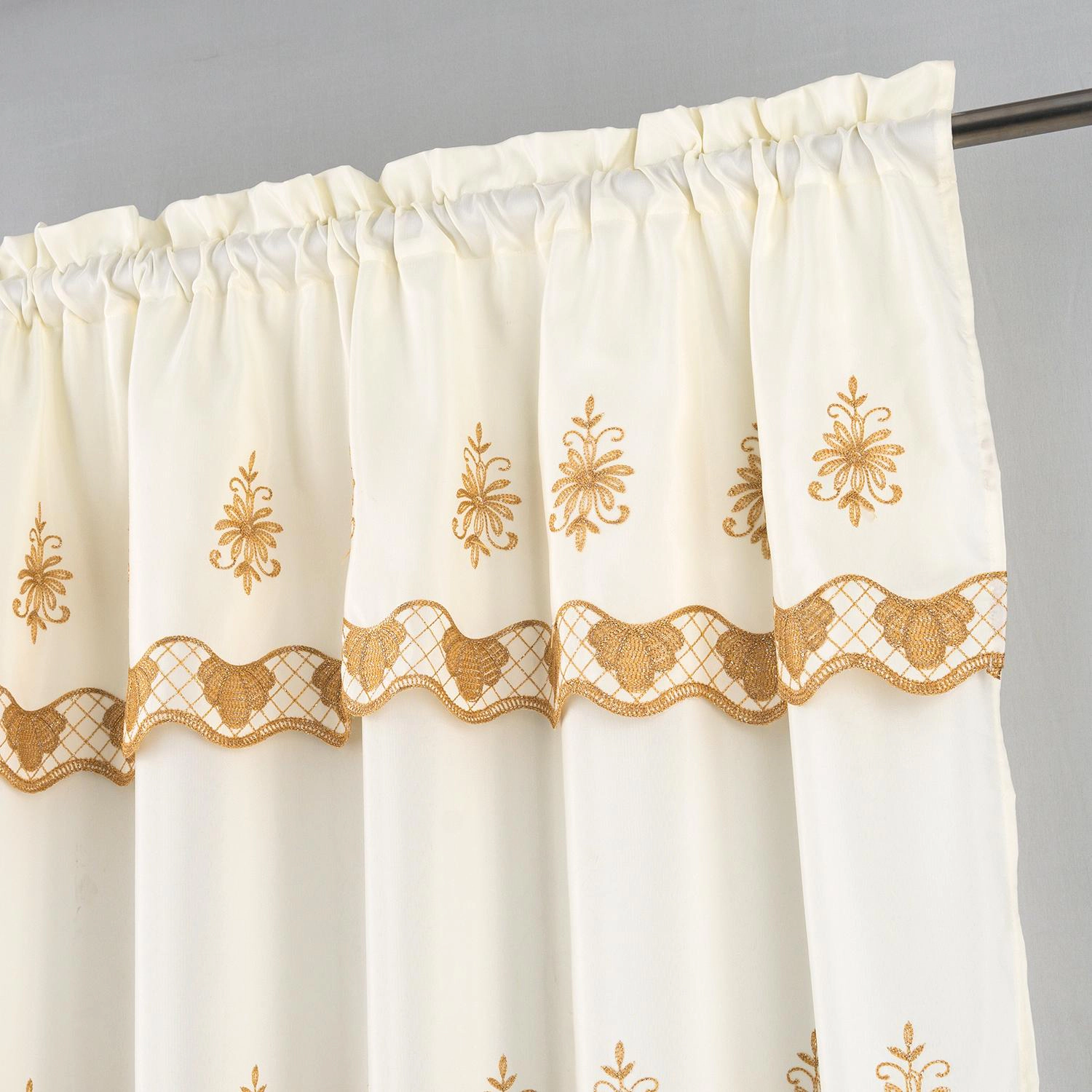 RT Designers Collection Donna Macrame Construction 3" Rod Pocket Curtain Panel 54" x 90" Beige/Gold