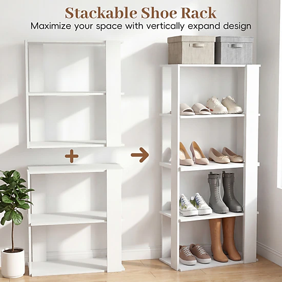 SlickBlue Unisex 3 Tier Stackable Shoe Rack with Storage Shelf