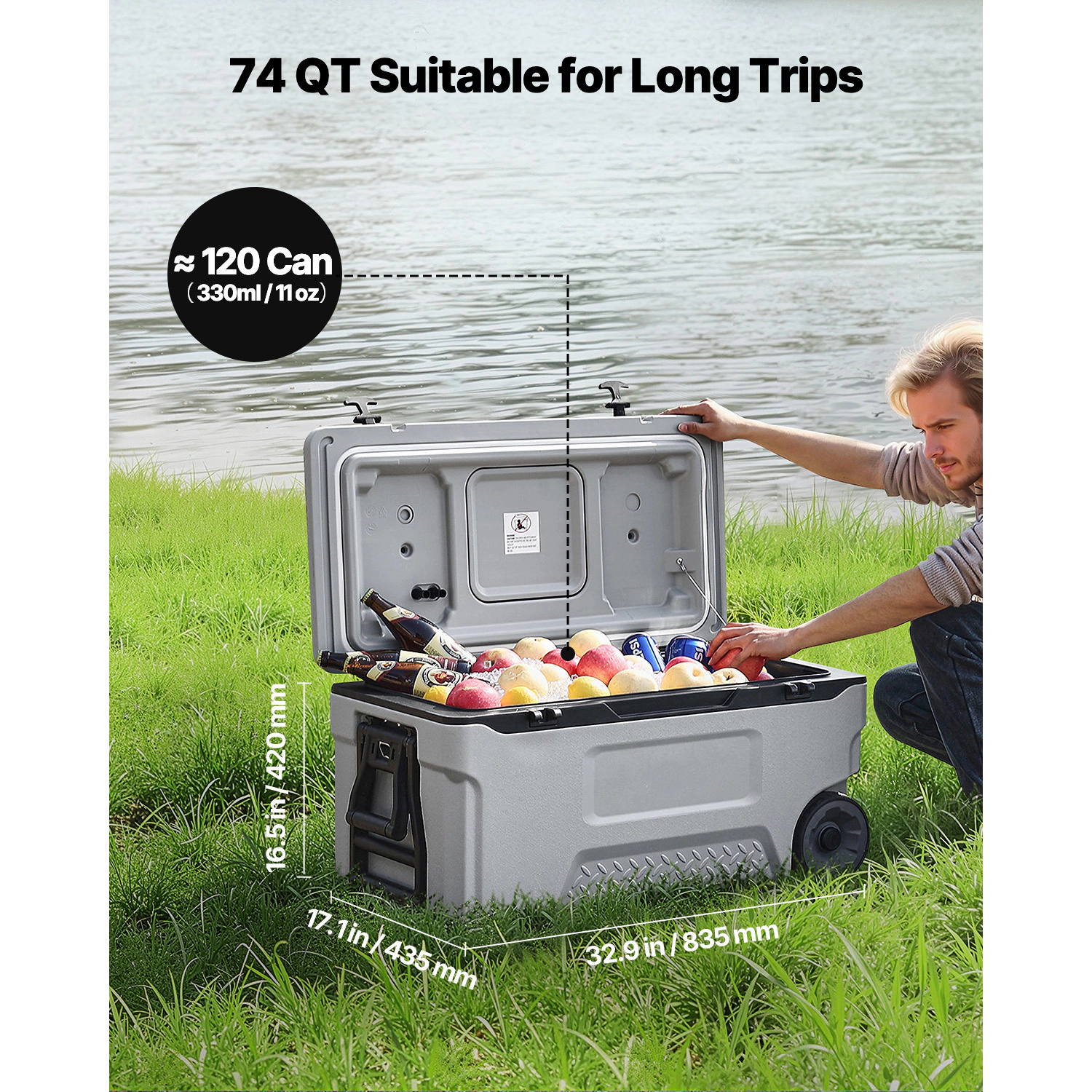 HONGGE Portable Cooler with Ice Retention for Picnics
