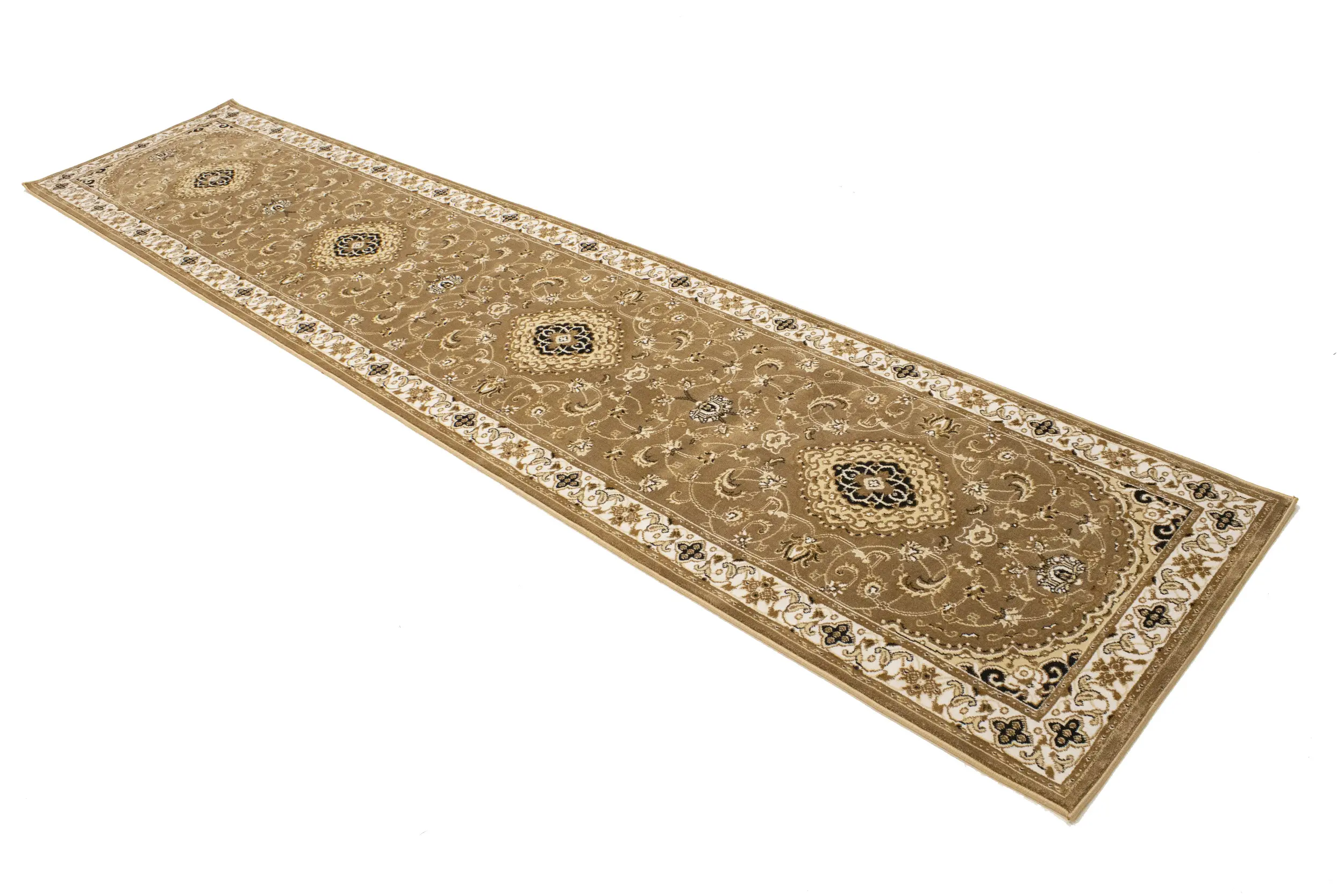 Magic Rugs Brown Floral Oriental Style 3X12 Machine-Made Runner Rug
